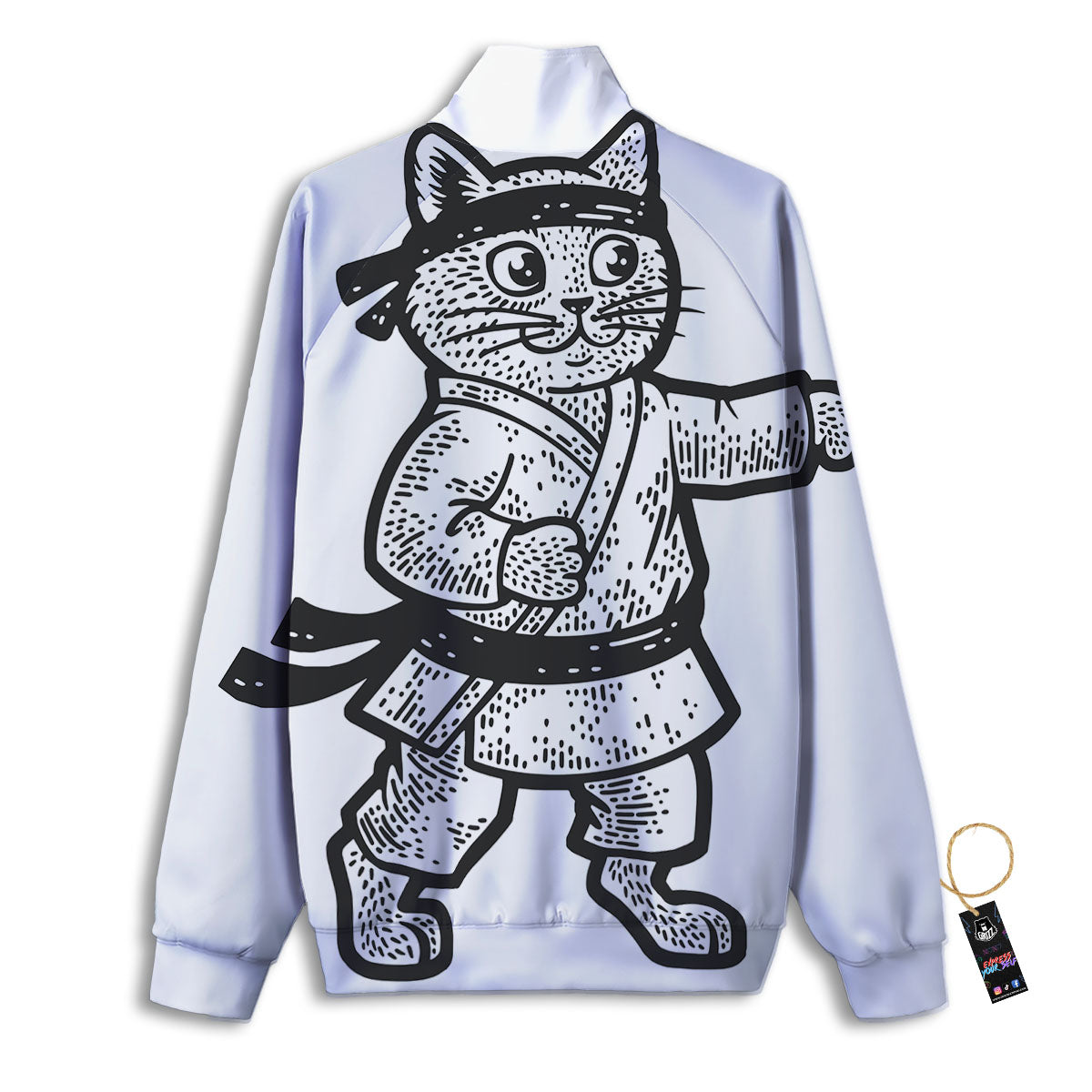 Cat Karate Print Track Jacket-grizzshop