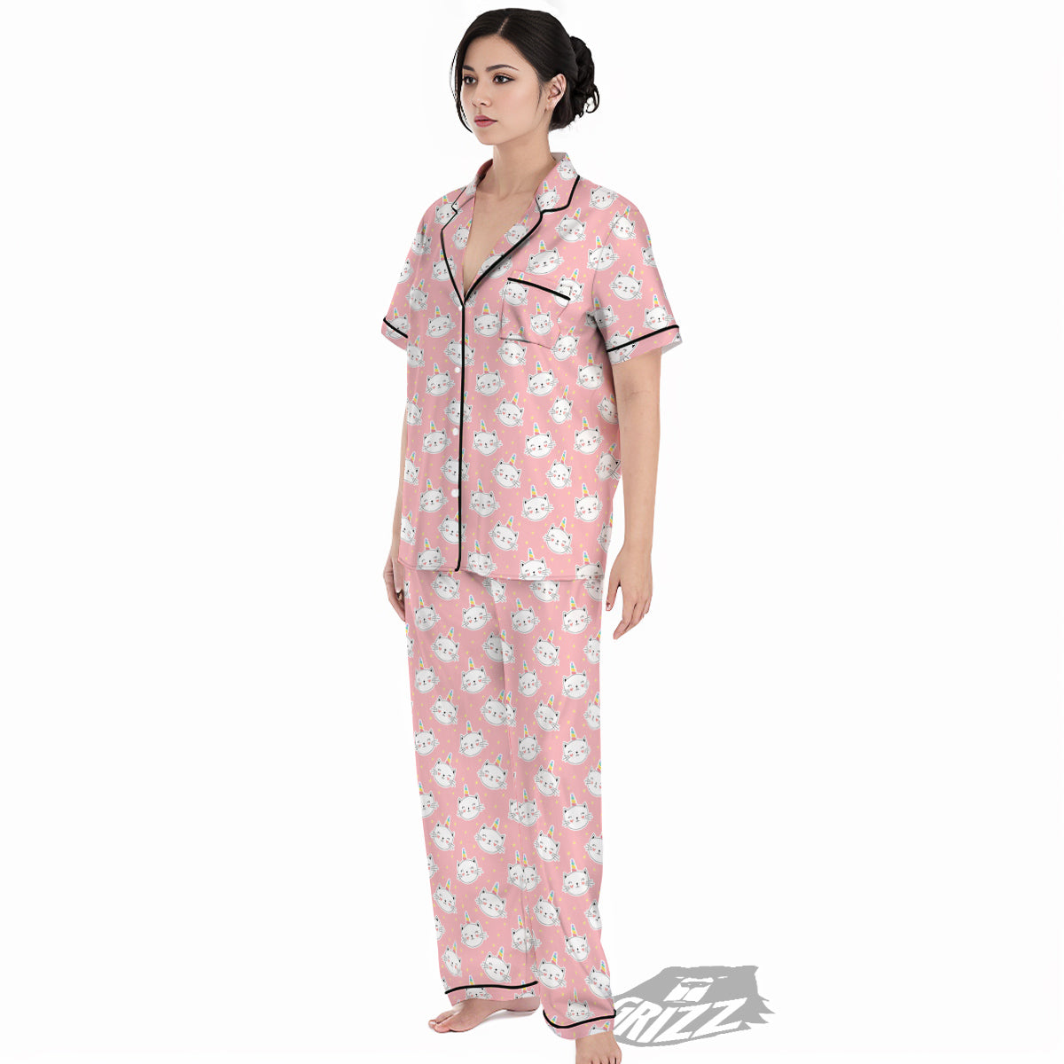 Cat Unicorn Cute Print Pattern Women's Pajamas Set-grizzshop