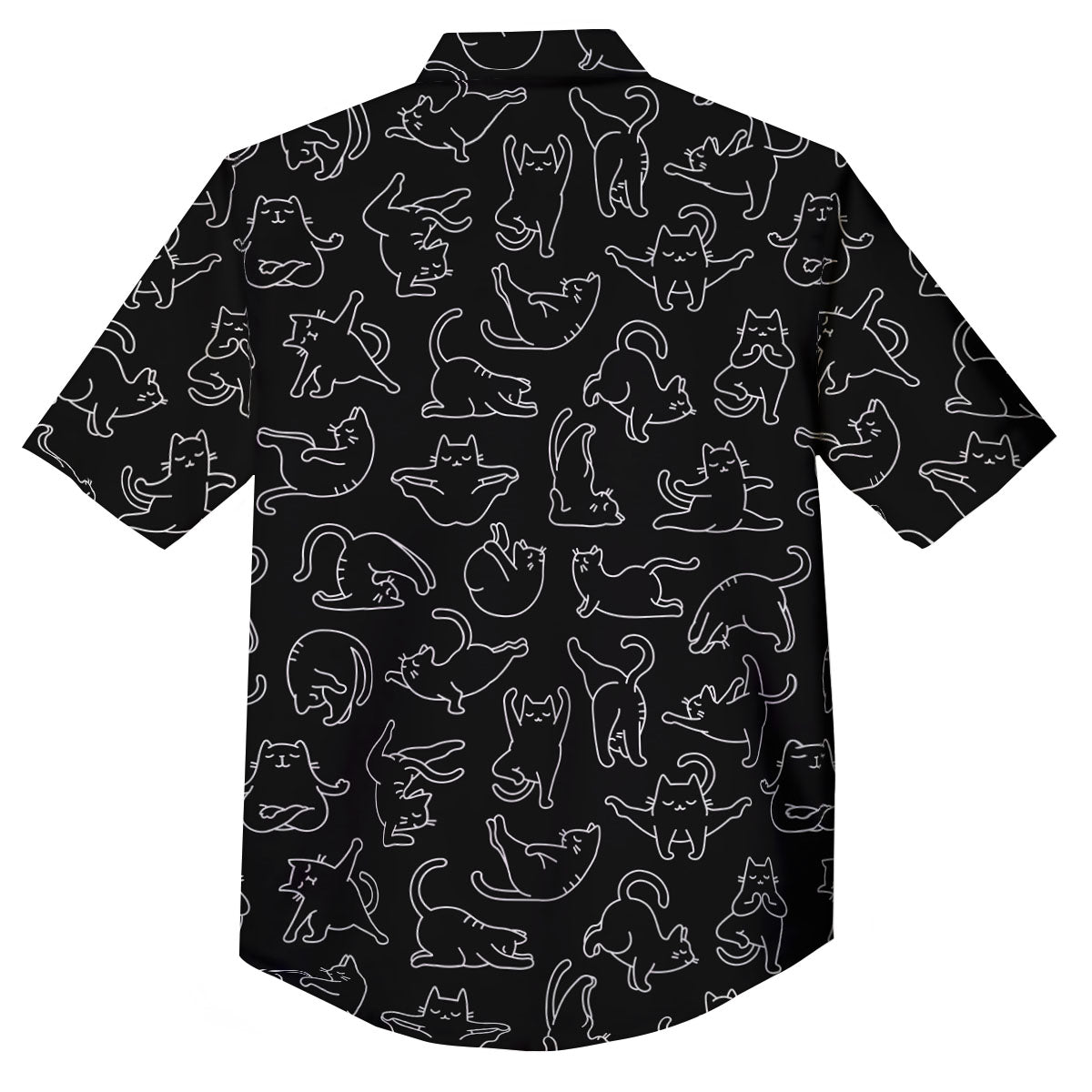 Cat White And Black Print Pattern Button Up Shirt-grizzshop