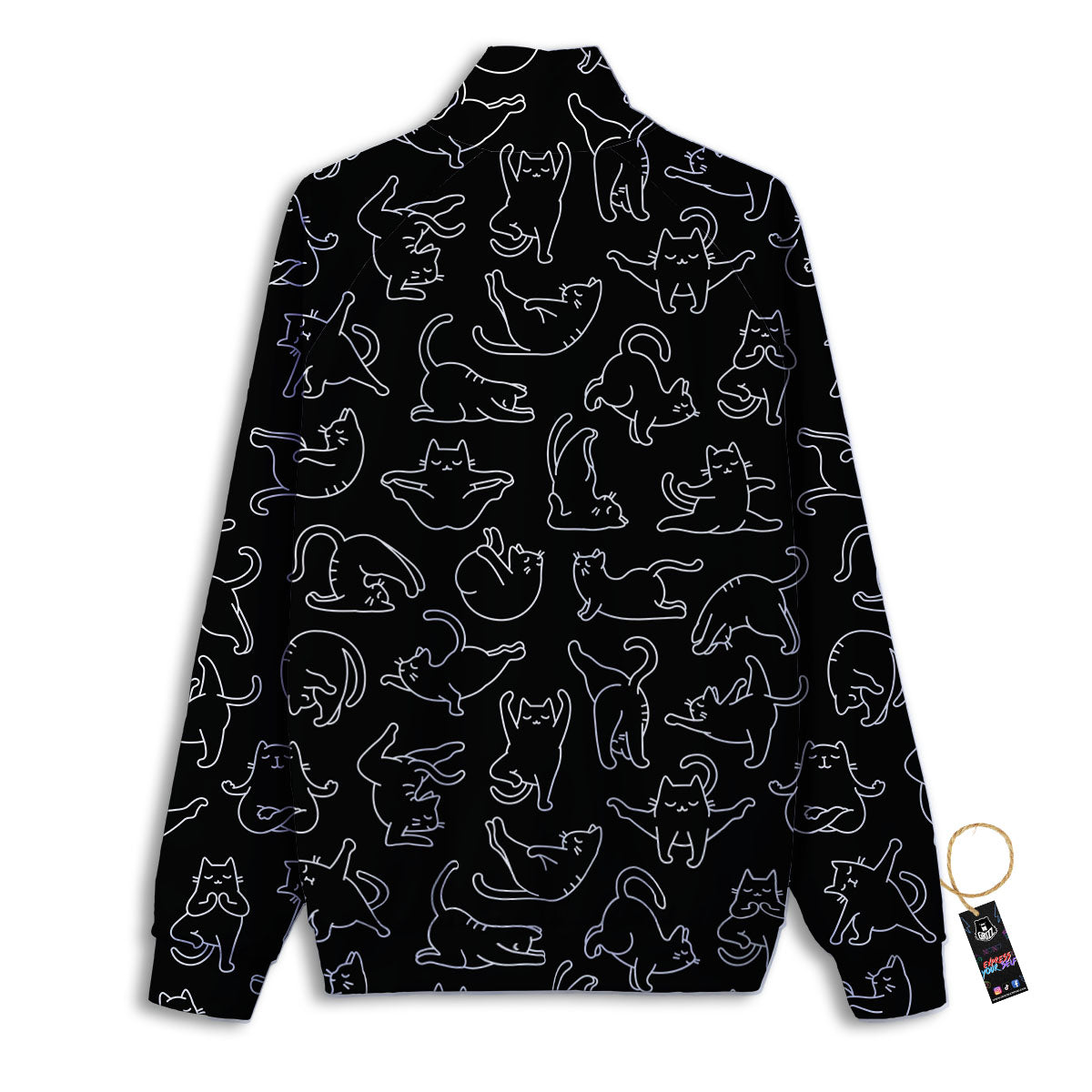 Cat White And Black Print Pattern Track Jacket-grizzshop