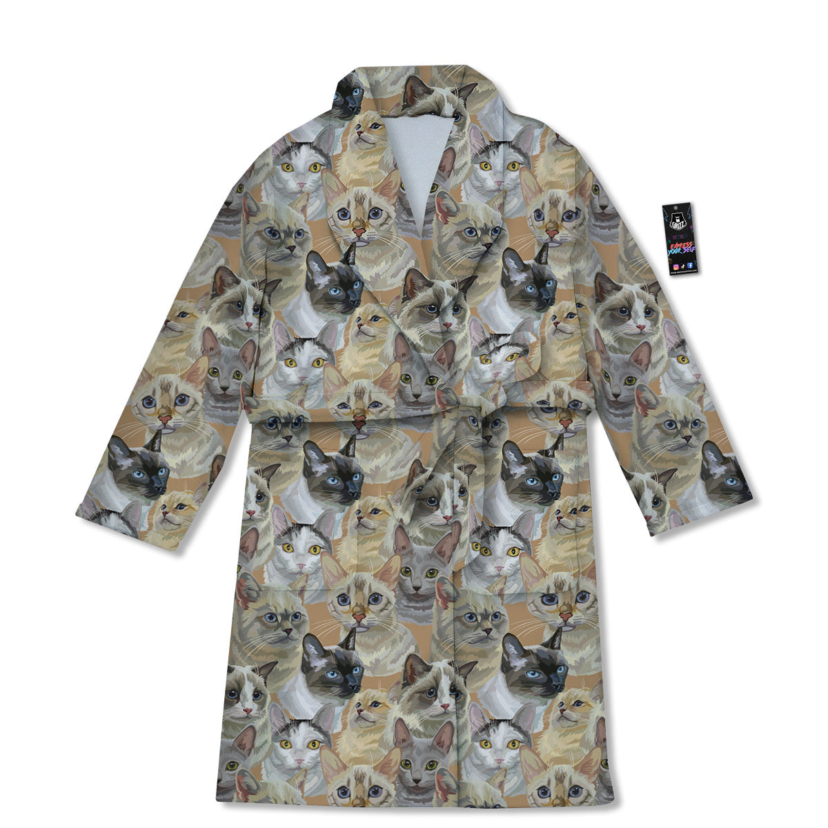 Cats Portrait Print Pattern Bathrobe-grizzshop