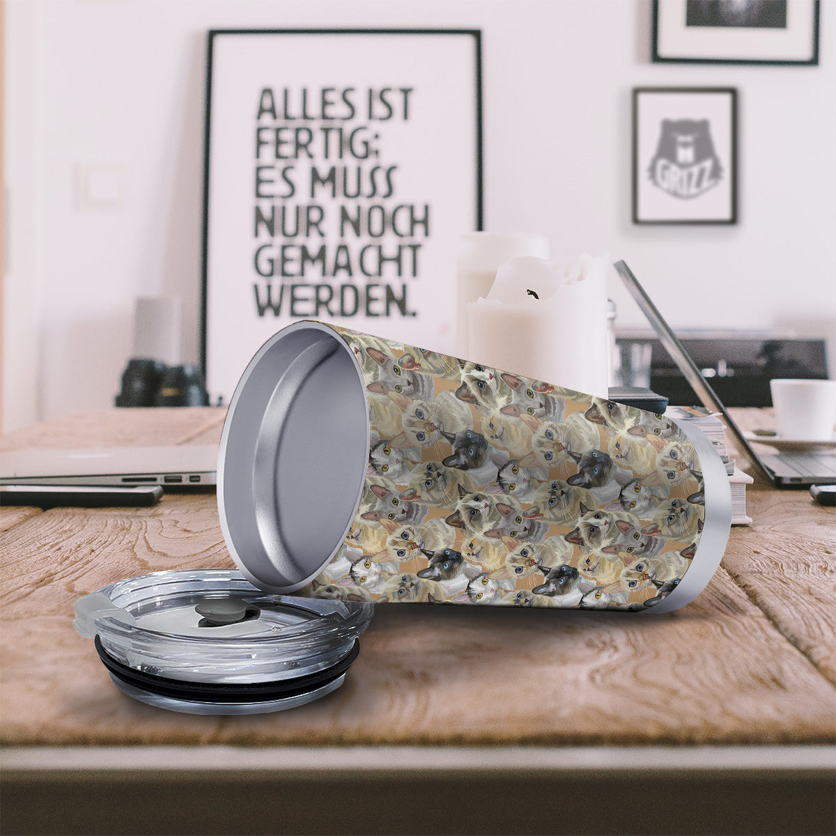 Cats Portrait Print Pattern Tumbler-grizzshop