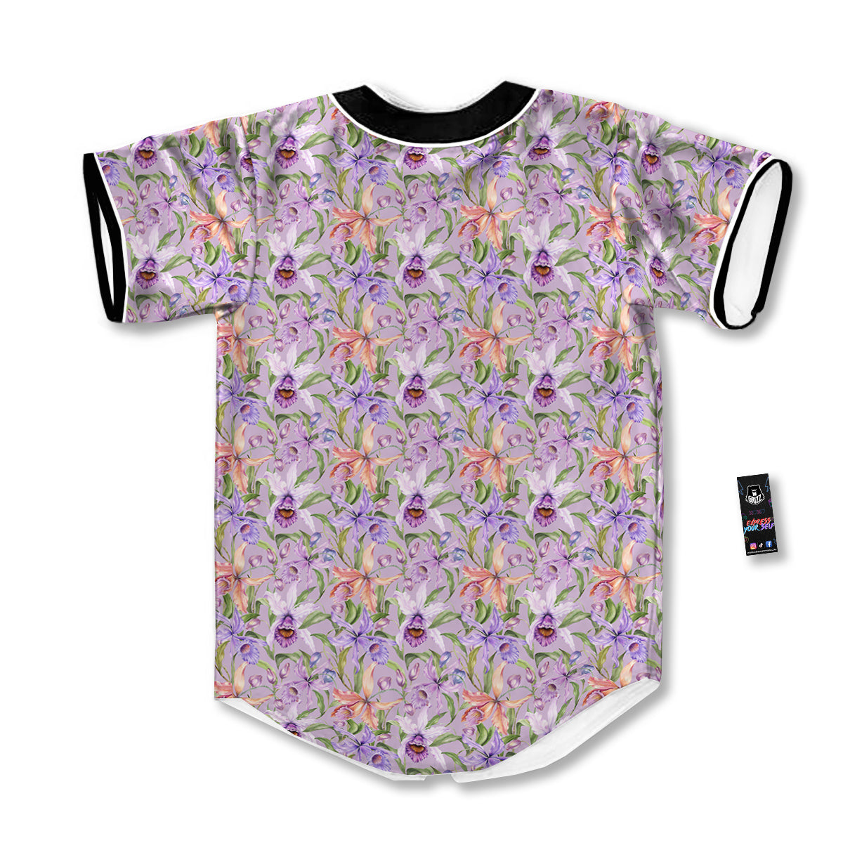 Cattleya Colorful Watercolor Print Baseball Jersey-grizzshop