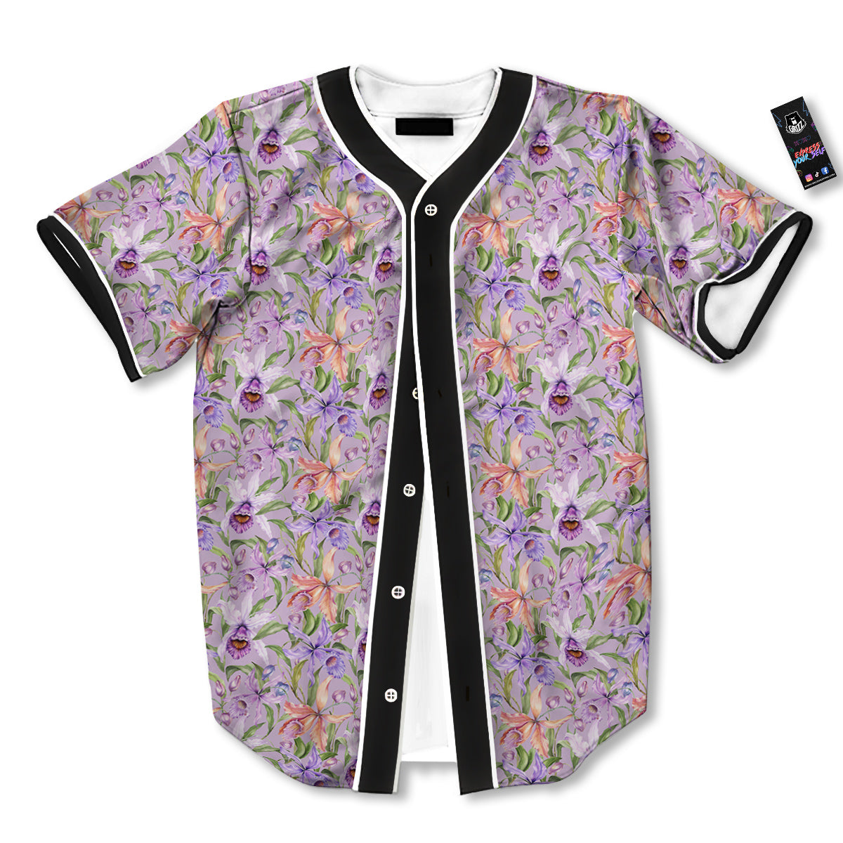 Cattleya Colorful Watercolor Print Baseball Jersey-grizzshop