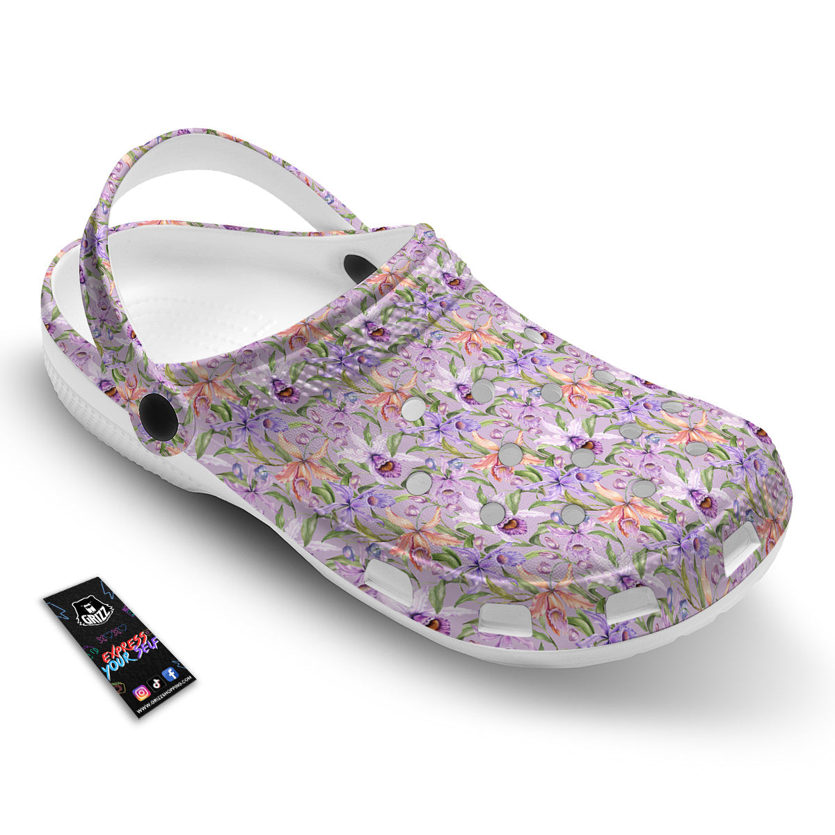 Cattleya Colorful Watercolor Print Clog-grizzshop