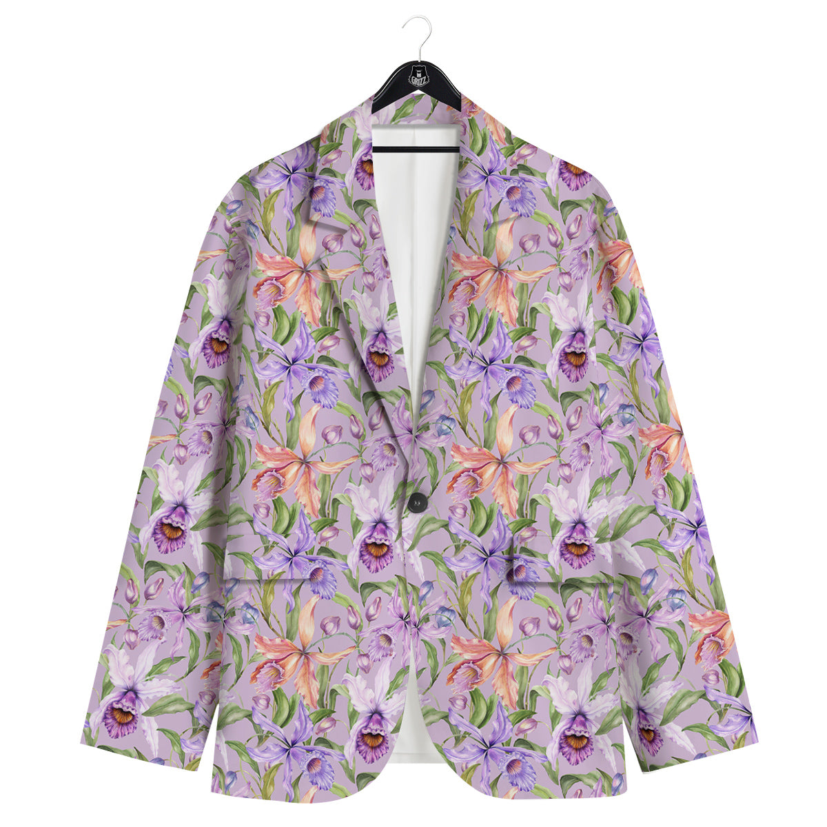 Cattleya Colorful Watercolor Print Men's Sport Coat-grizzshop