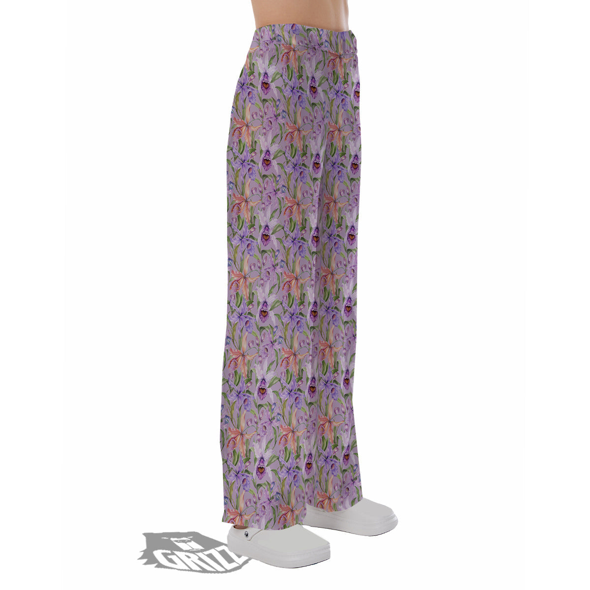 Cattleya Colorful Watercolor Print Pajama Pants-grizzshop