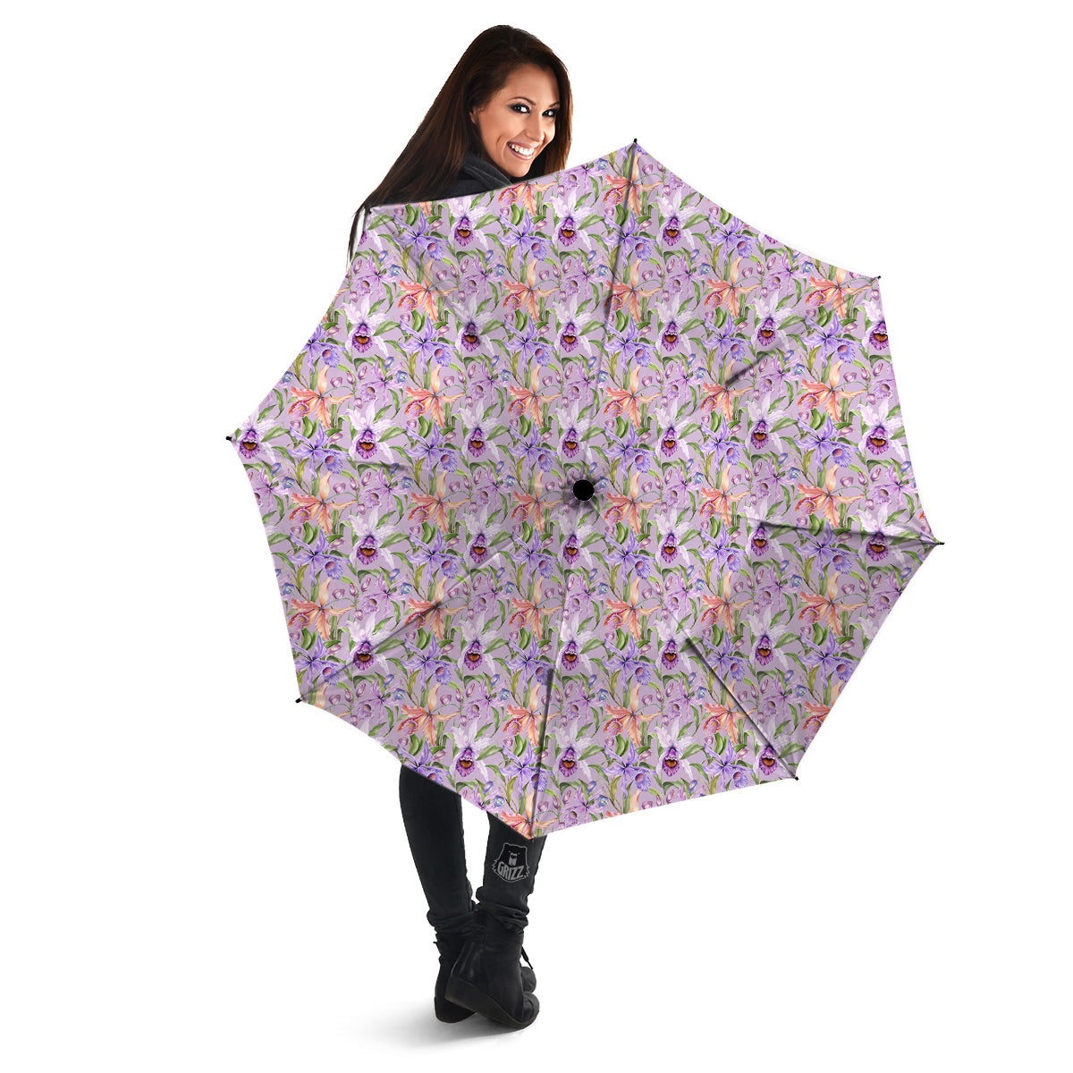 Cattleya Colorful Watercolor Print Umbrella-grizzshop