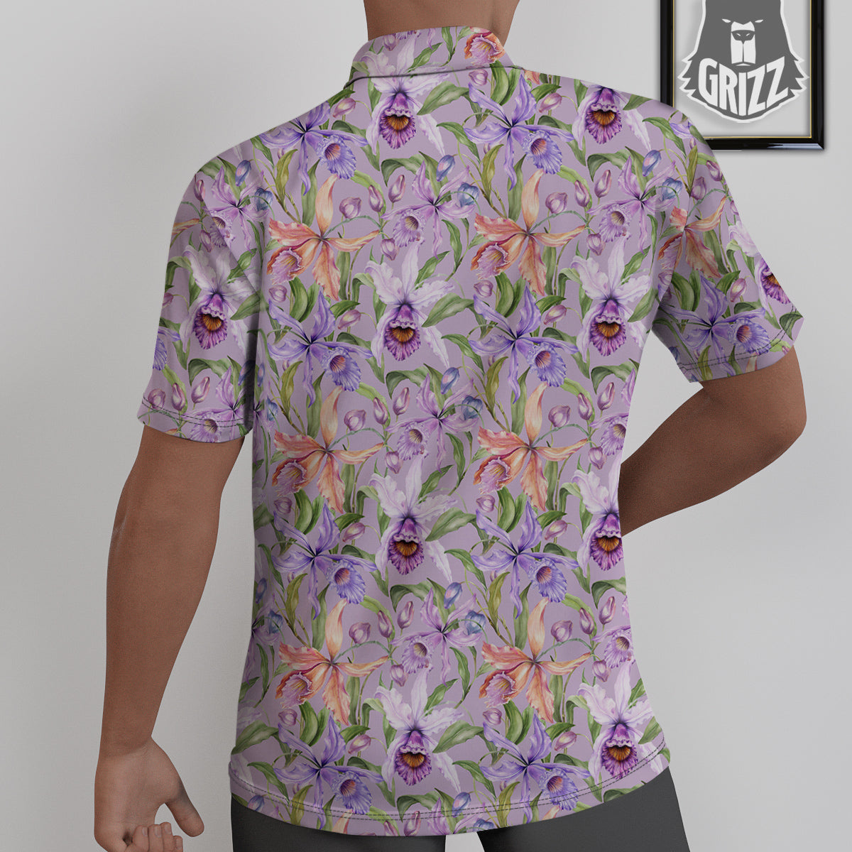 Cattleya Colorful Watercolor Print Untucked Shirts-grizzshop
