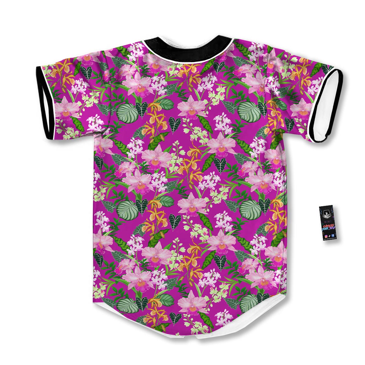Cattleya Tropical Print Pattern Baseball Jersey-grizzshop