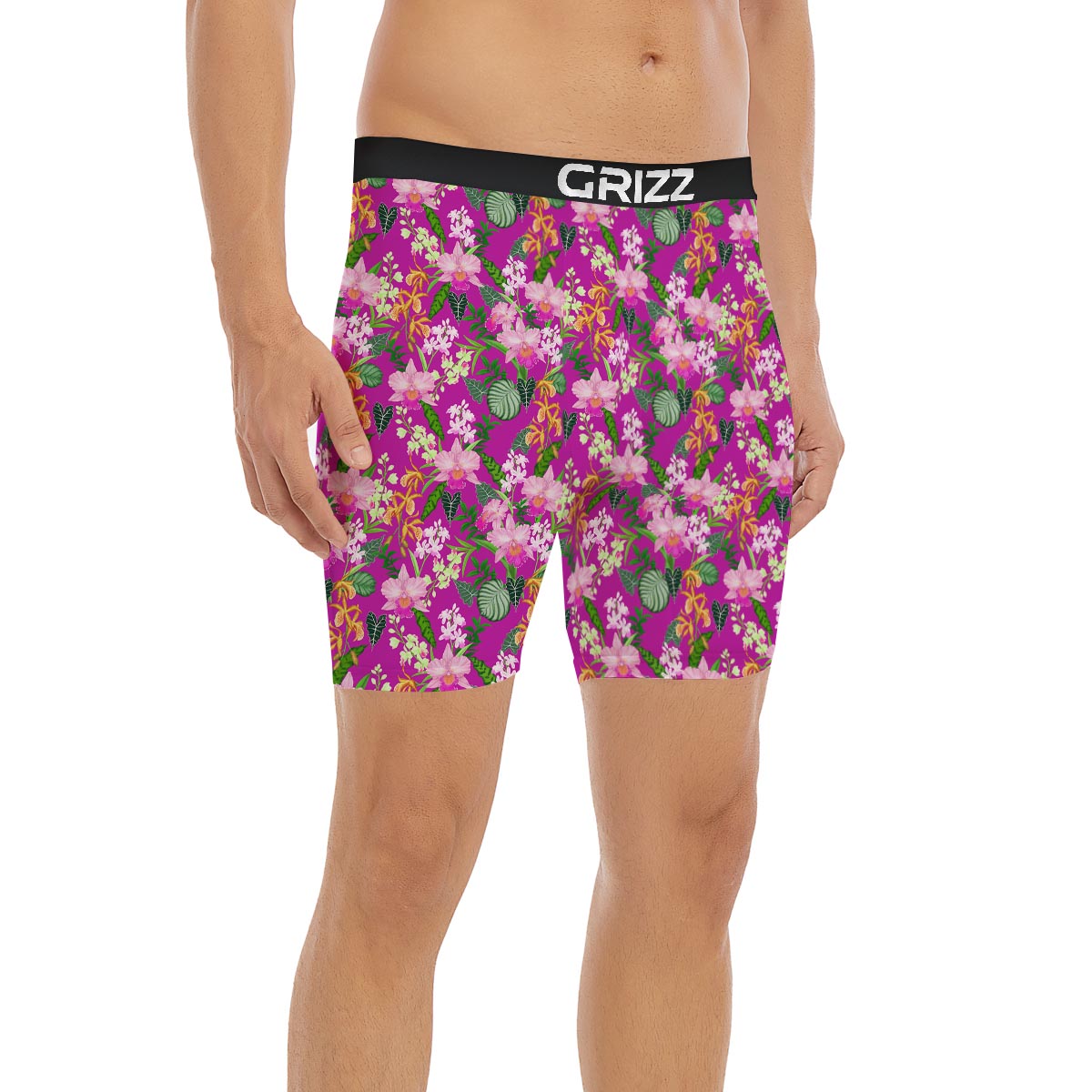Cattleya Tropical Print Pattern Boxer Briefs-grizzshop