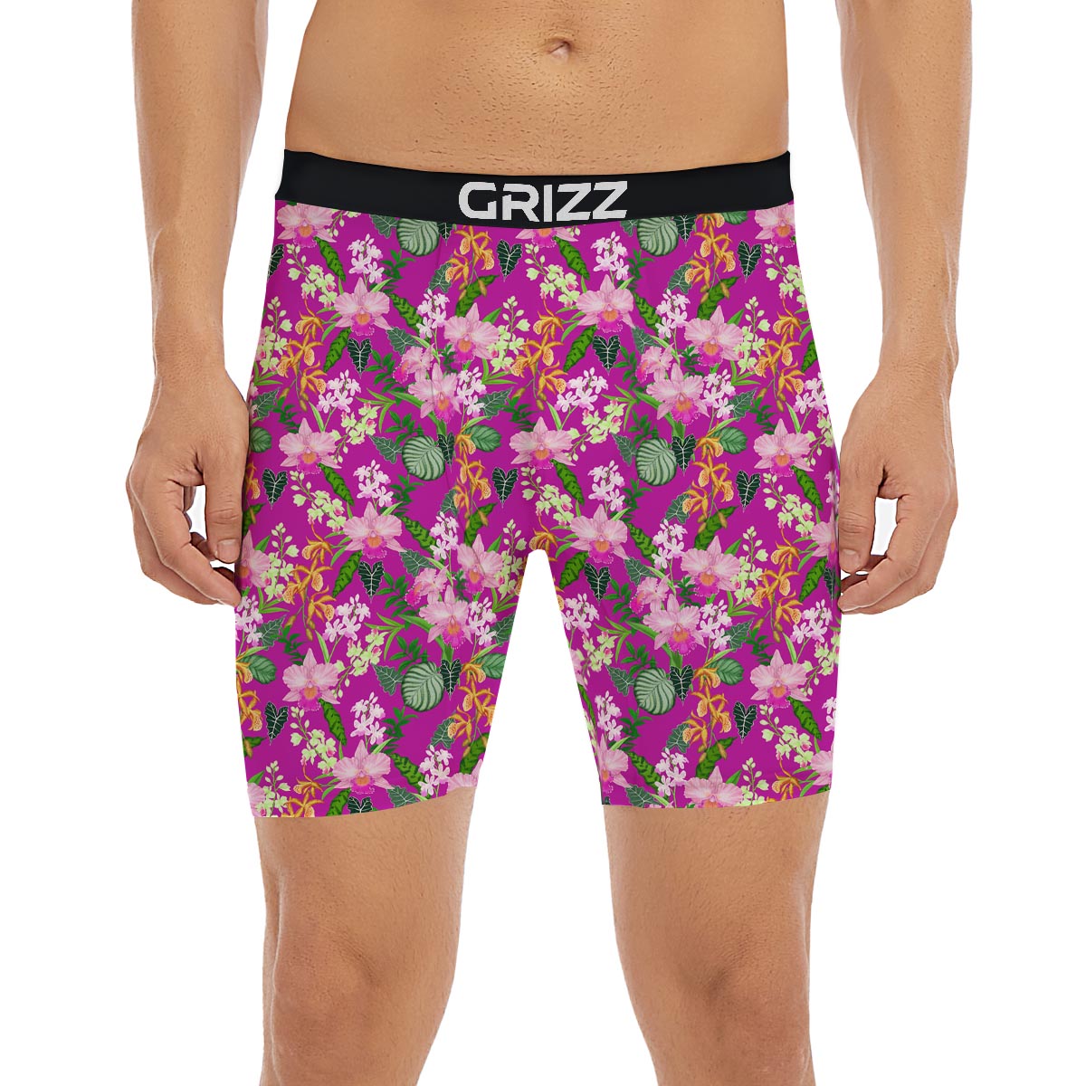 Cattleya Tropical Print Pattern Boxer Briefs-grizzshop