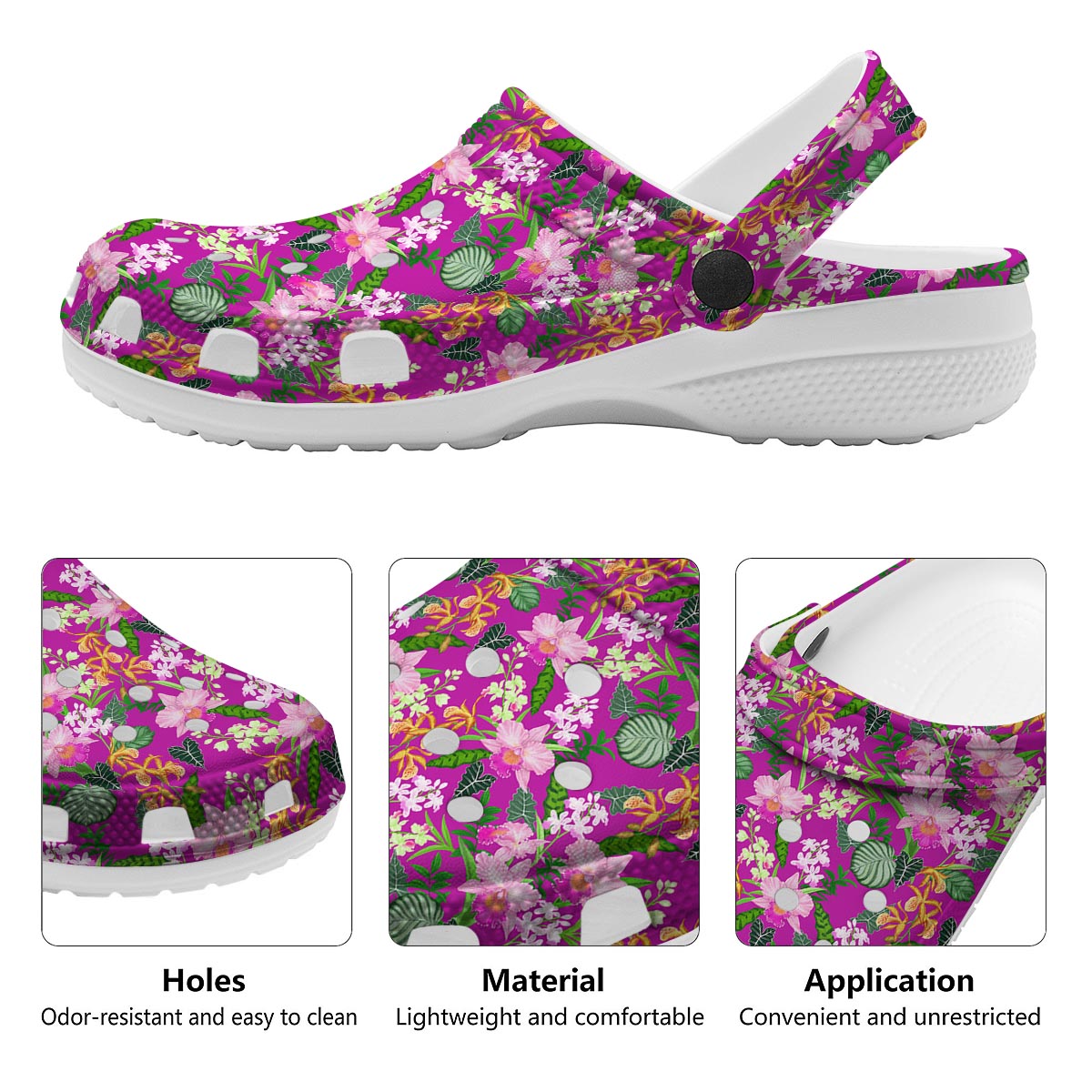 Cattleya Tropical Print Pattern Clog-grizzshop