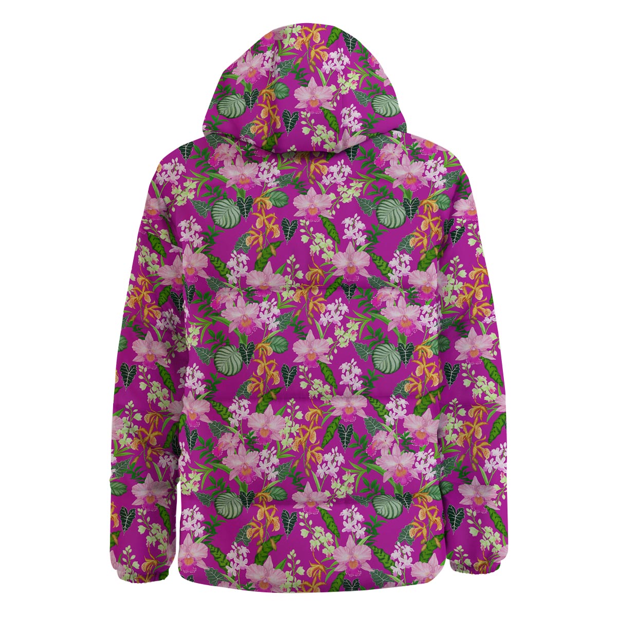Cattleya Tropical Print Pattern Down Jacket-grizzshop