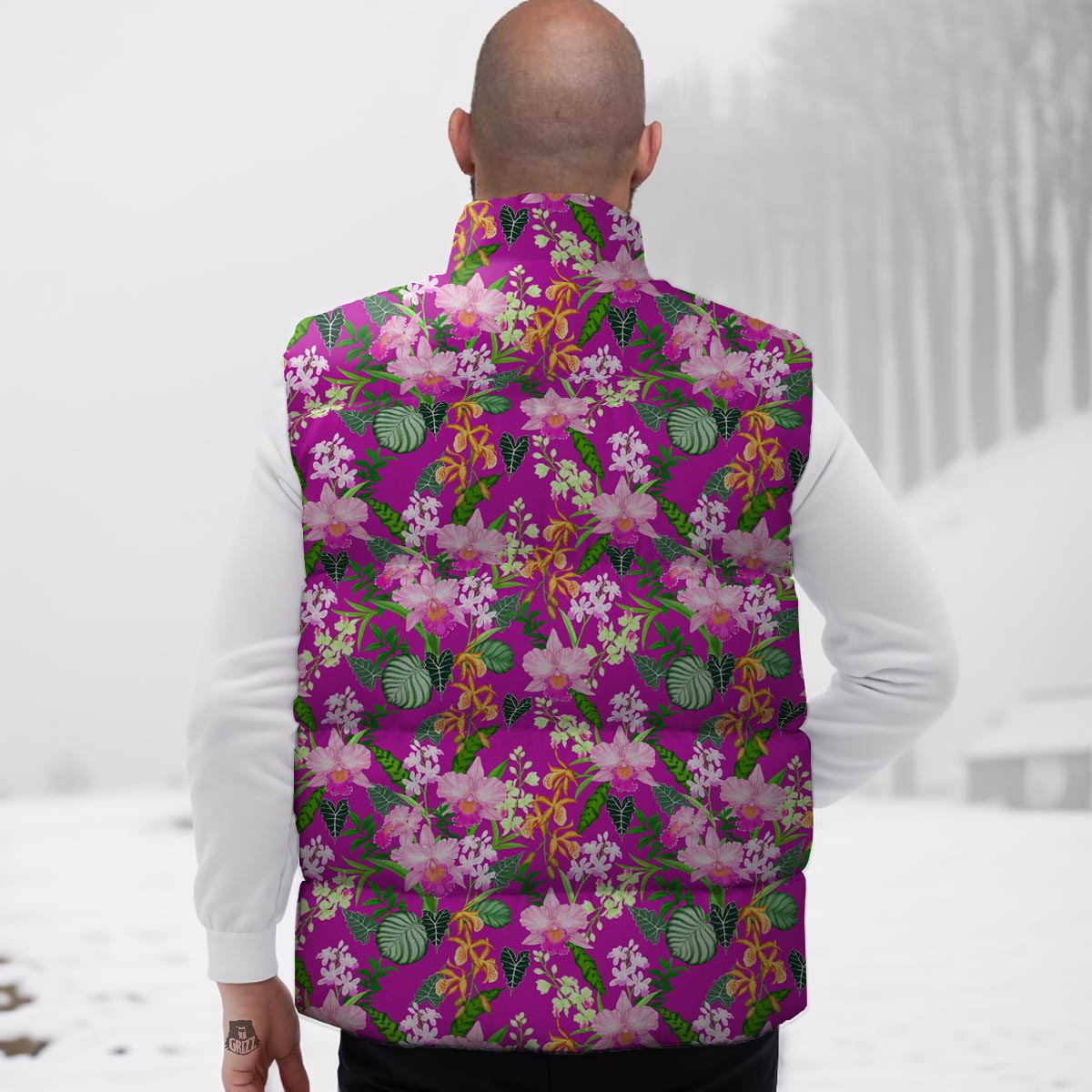 Cattleya Tropical Print Pattern Down Vest