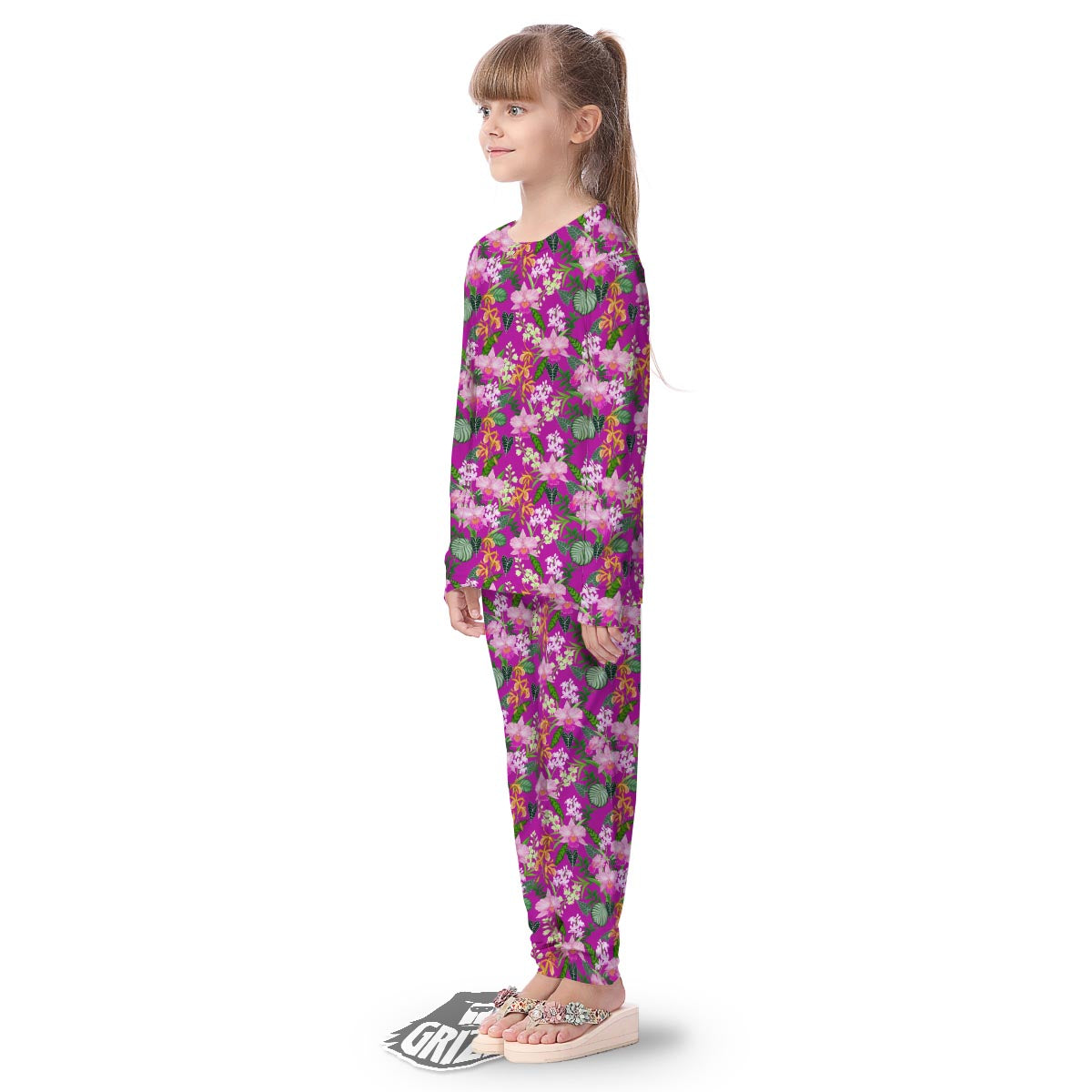 Cattleya Tropical Print Pattern Kid's Pajamas-grizzshop