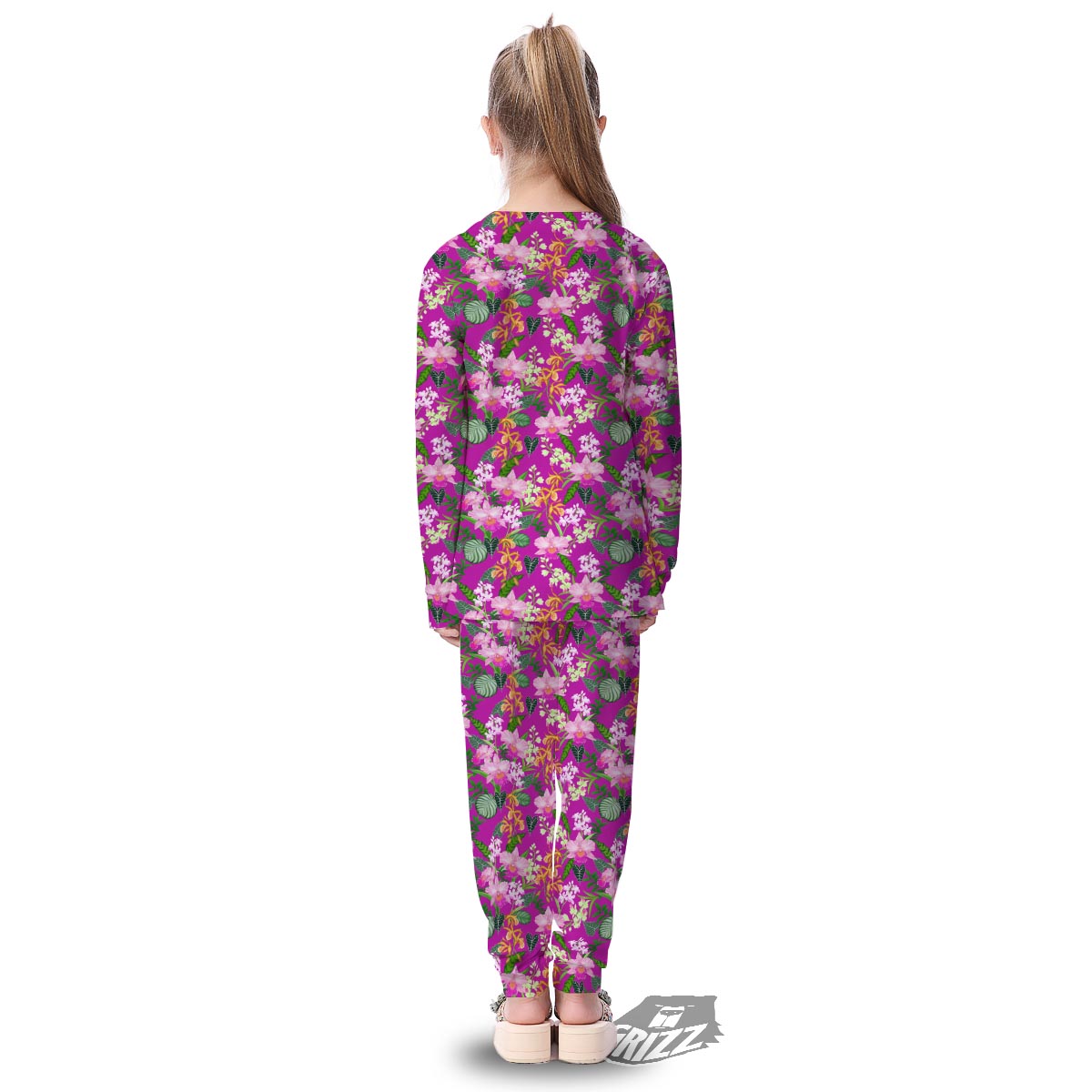Cattleya Tropical Print Pattern Kid's Pajamas-grizzshop