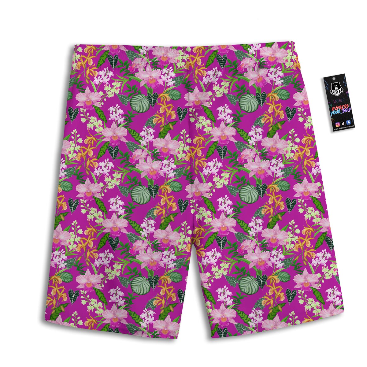 Cattleya Tropical Print Pattern Men's Athletic Shorts
