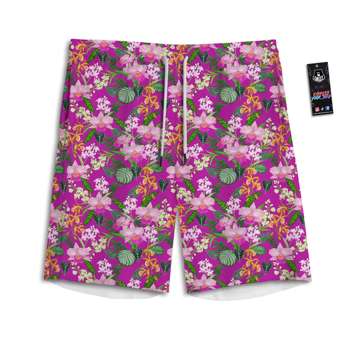 Cattleya Tropical Print Pattern Men's Athletic Shorts