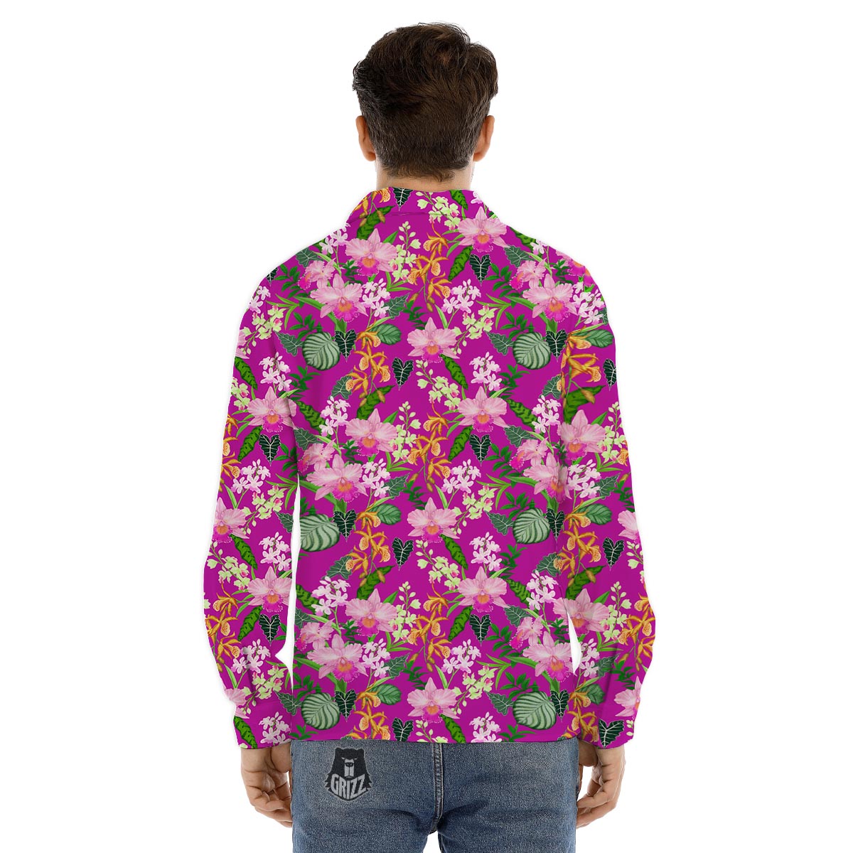 Cattleya Tropical Print Pattern Men's Dress Shirts-grizzshop