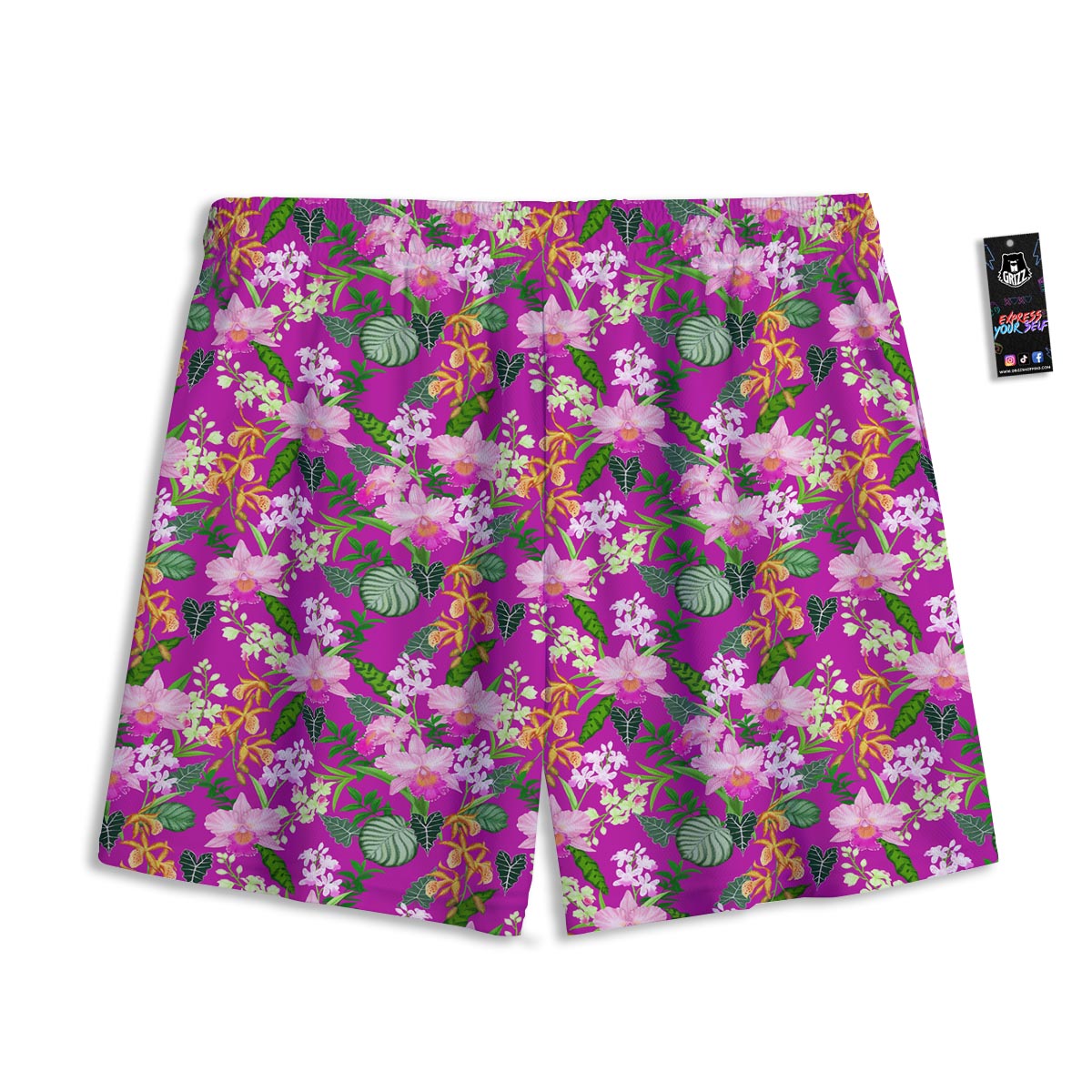 Cattleya Tropical Print Pattern Mesh Shorts
