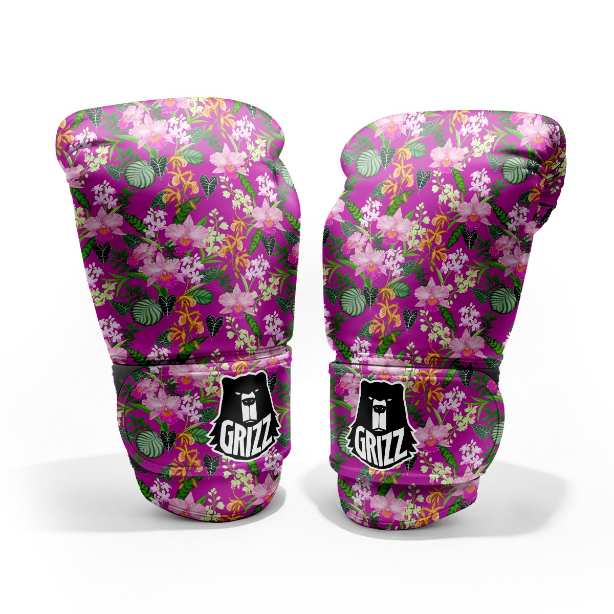 Cattleya Tropical Print Pattern Sparring Gloves-grizzshop