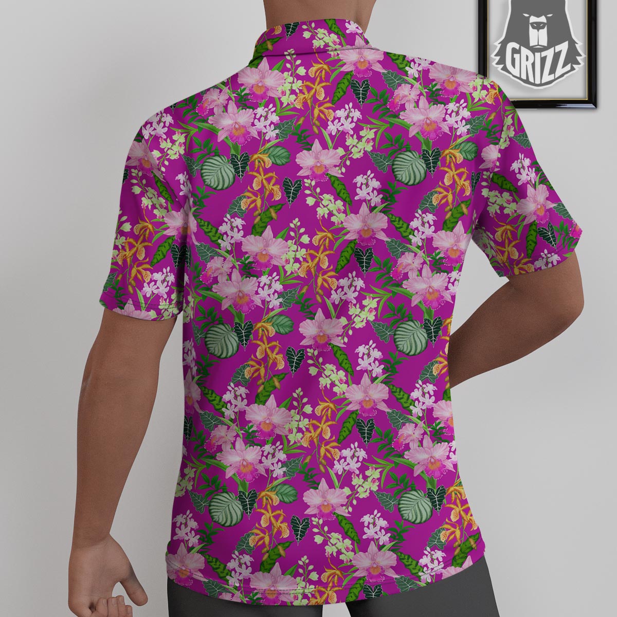 Cattleya Tropical Print Pattern Untucked Shirts-grizzshop