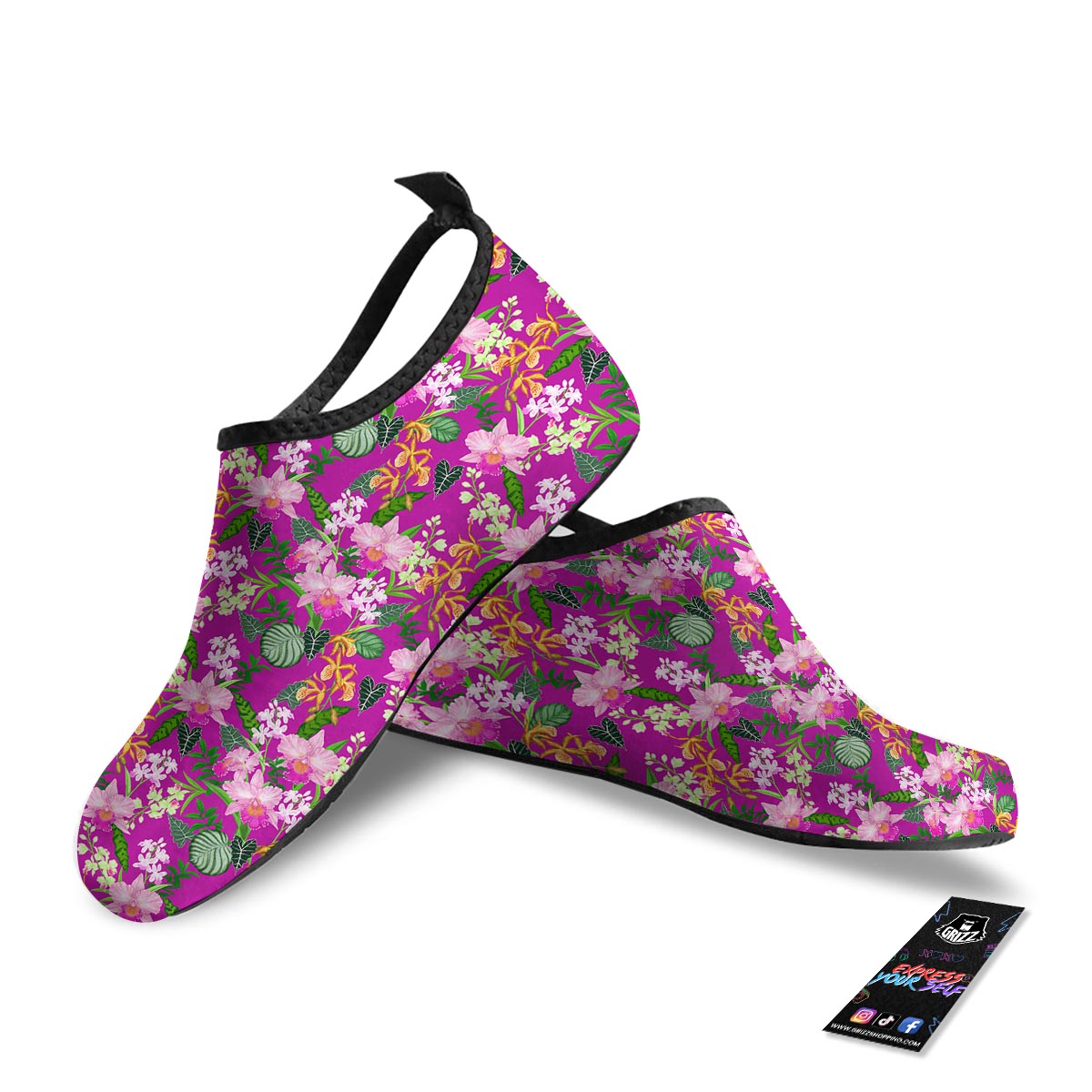Cattleya Tropical Print Pattern Water Shoes-grizzshop
