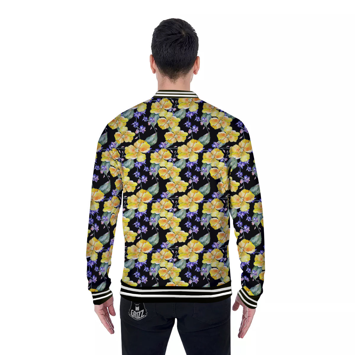 Cattleya Watercolor Print Pattern Baseball Jacket-grizzshop