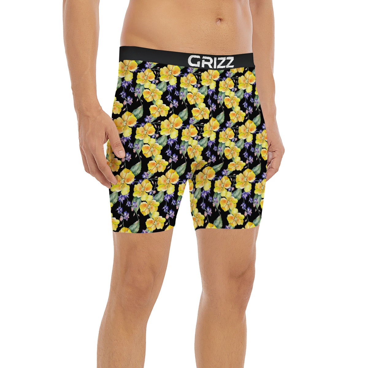 Cattleya Watercolor Print Pattern Boxer Briefs-grizzshop
