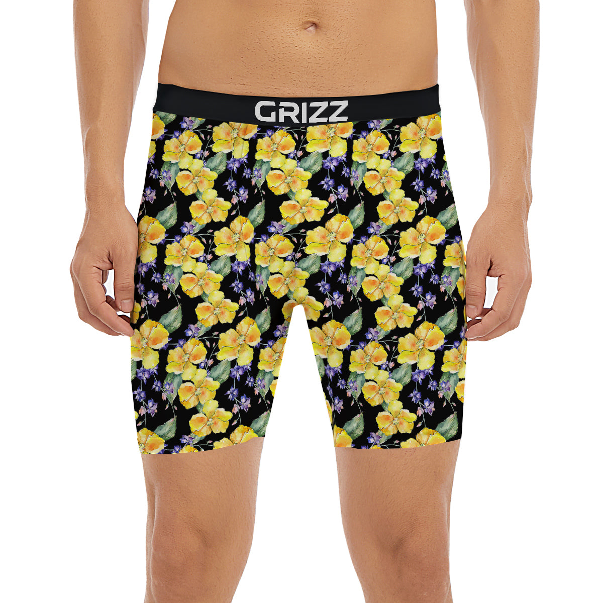 Cattleya Watercolor Print Pattern Boxer Briefs-grizzshop