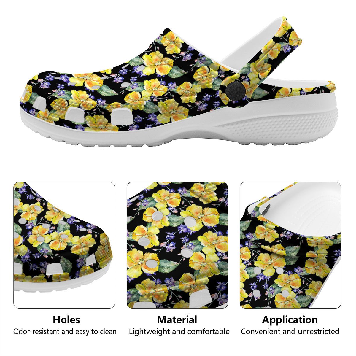 Cattleya Watercolor Print Pattern Clog-grizzshop