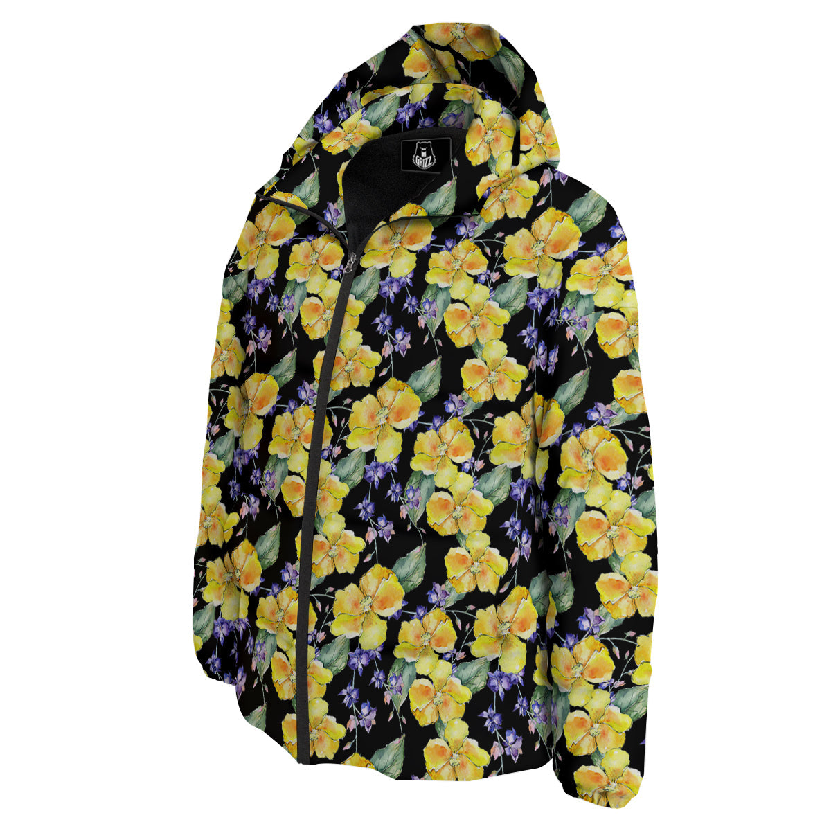 Cattleya Watercolor Print Pattern Down Jacket-grizzshop
