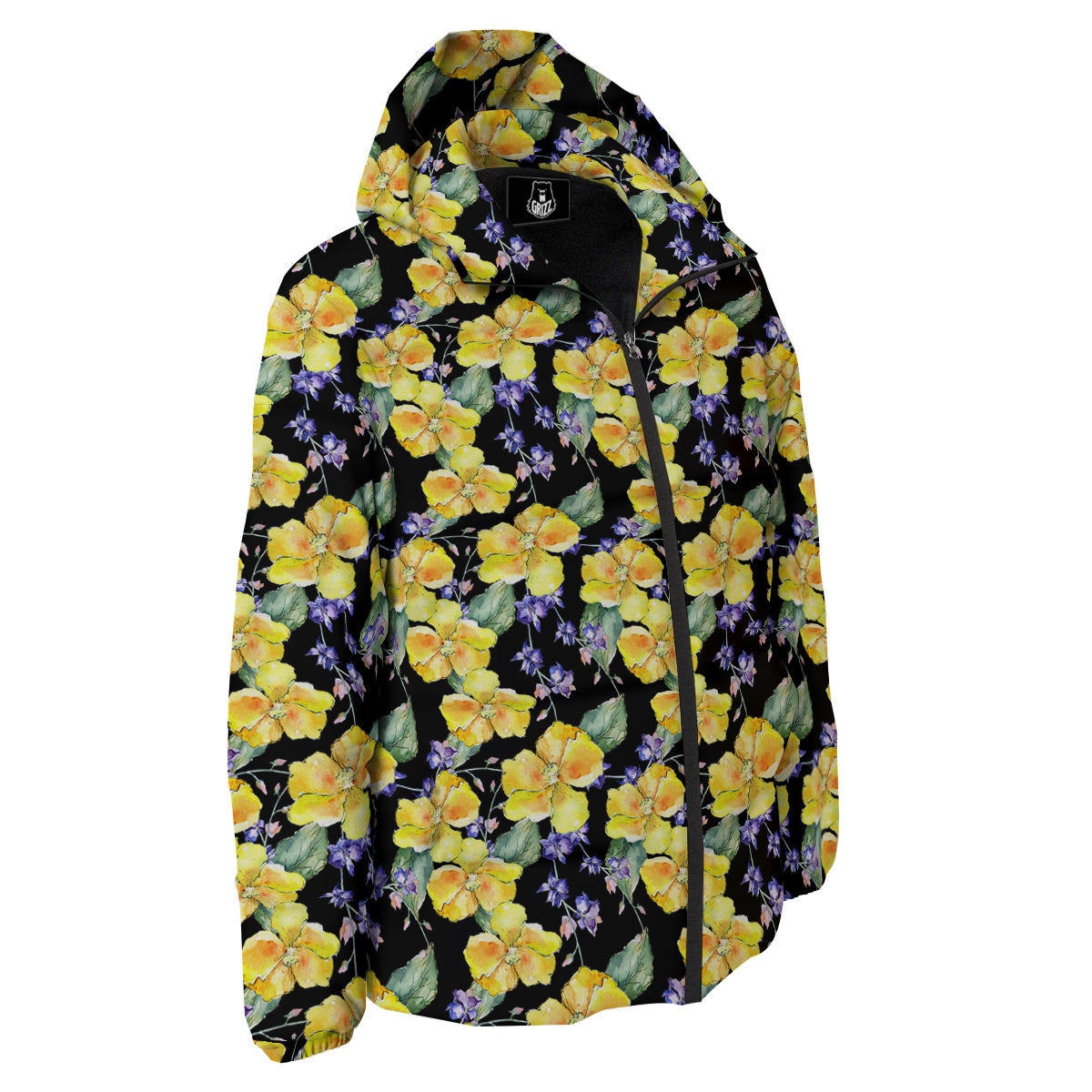 Cattleya Watercolor Print Pattern Down Jacket-grizzshop