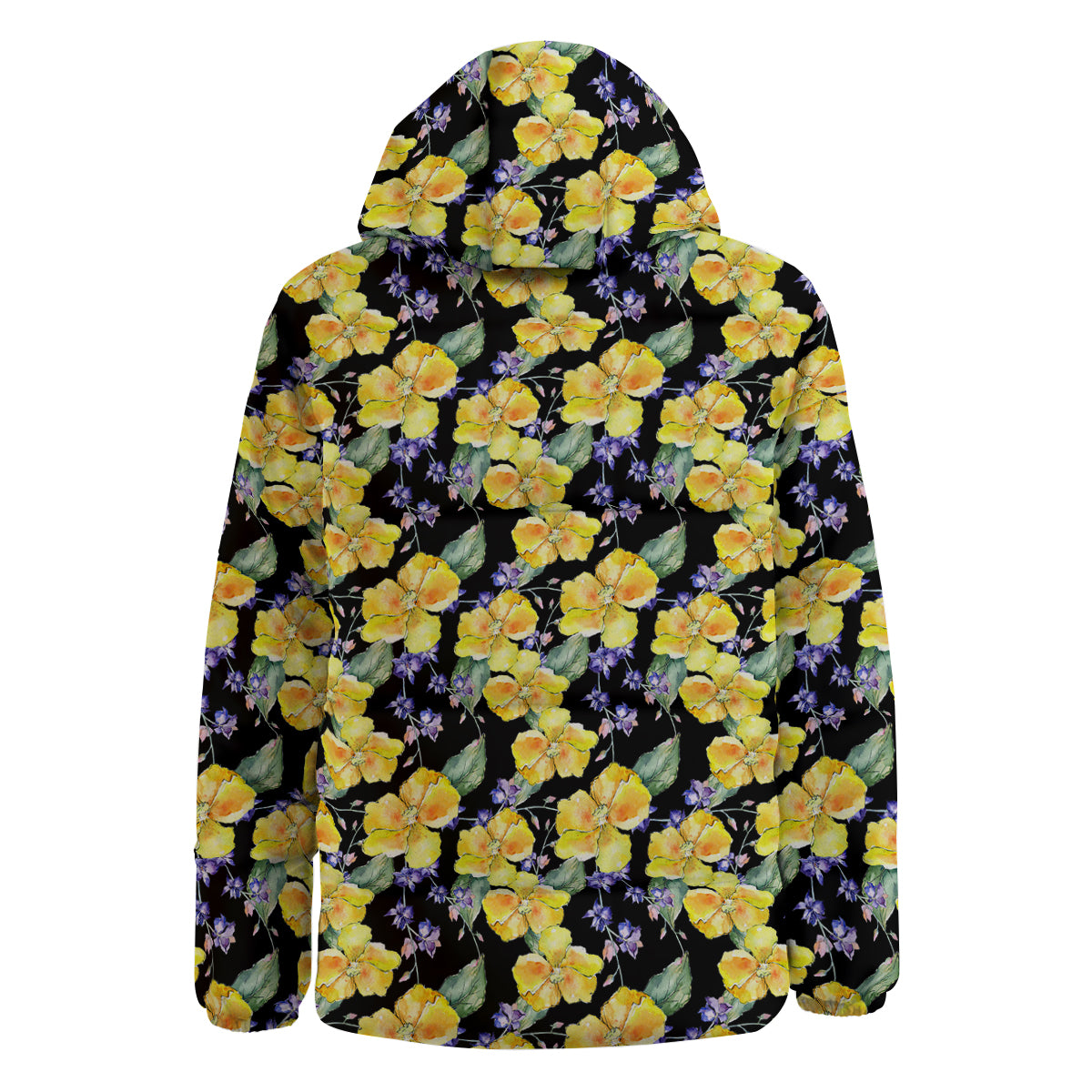 Cattleya Watercolor Print Pattern Down Jacket-grizzshop