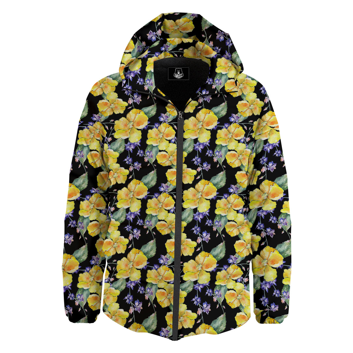 Cattleya Watercolor Print Pattern Down Jacket-grizzshop