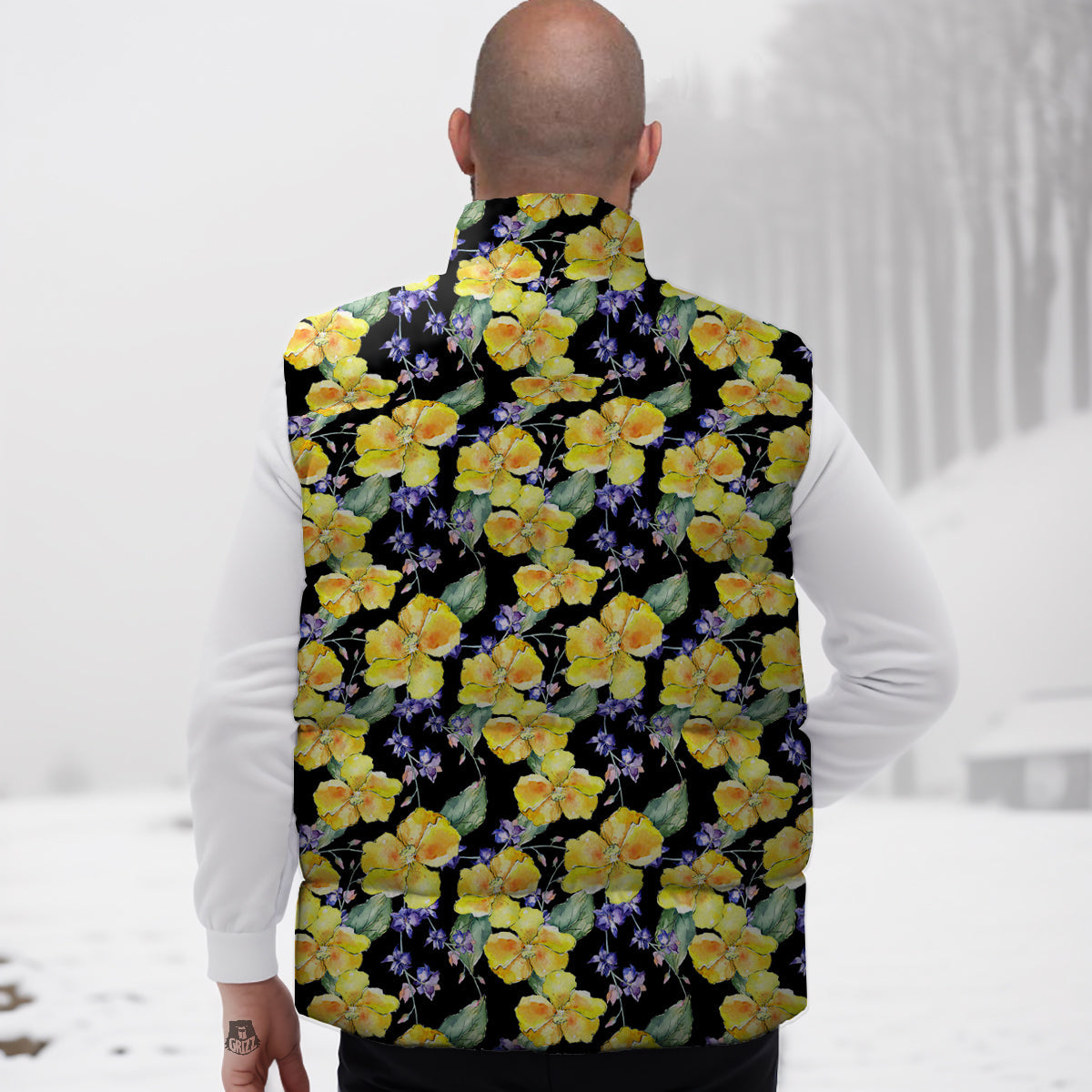 Cattleya Watercolor Print Pattern Down Vest