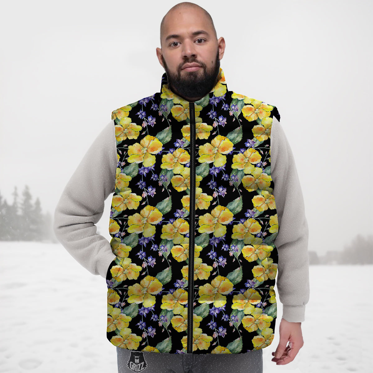 Cattleya Watercolor Print Pattern Down Vest