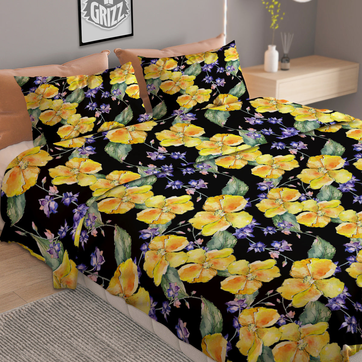 Cattleya Watercolor Print Pattern Duvet Cover Bedding Set