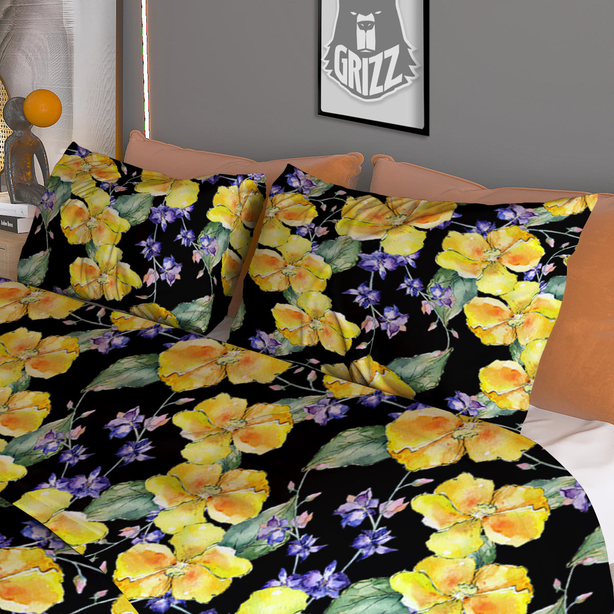 Cattleya Watercolor Print Pattern Duvet Cover Bedding Set
