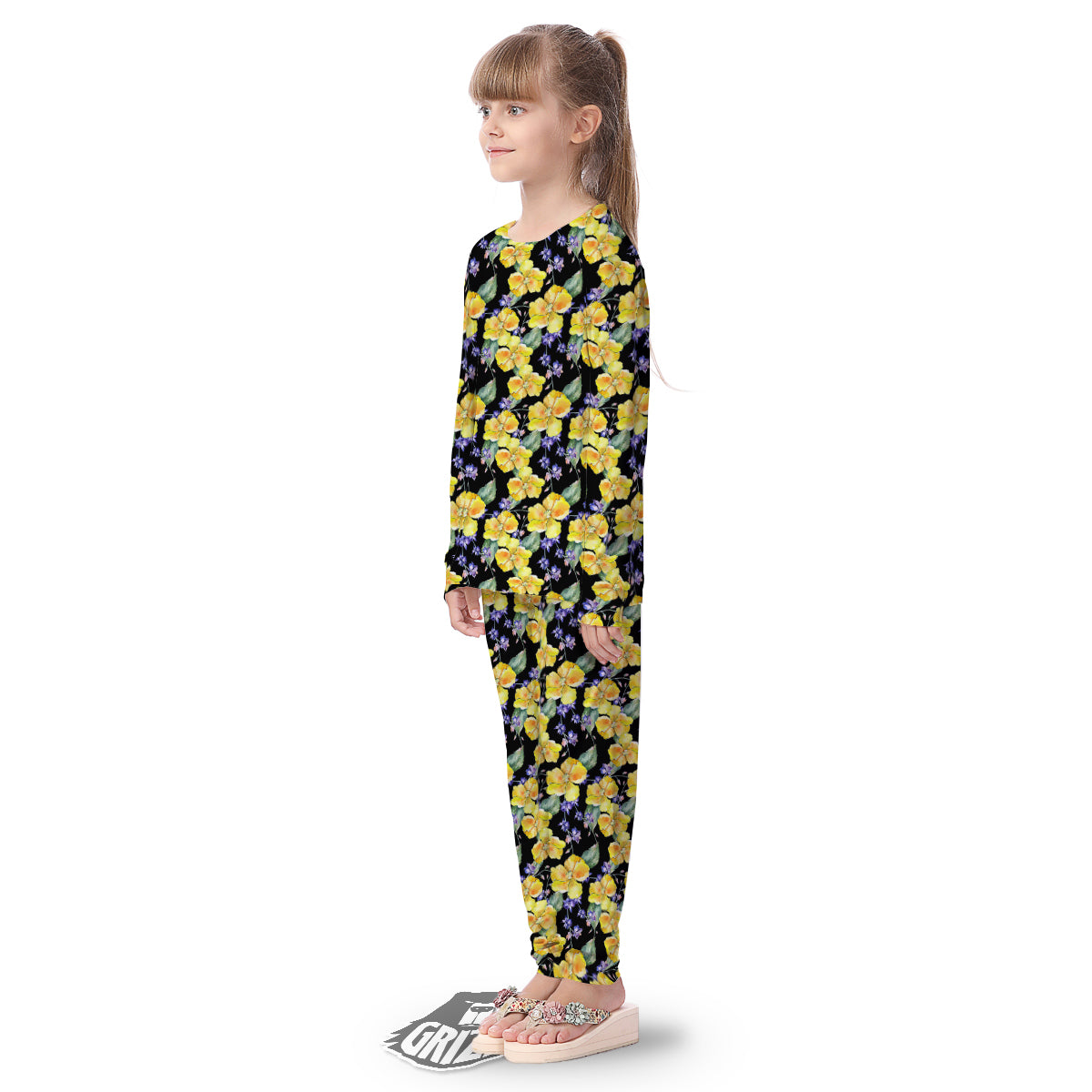 Cattleya Watercolor Print Pattern Kid's Pajamas-grizzshop