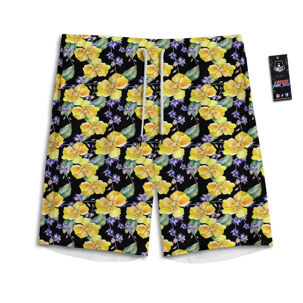Cattleya Watercolor Print Pattern Men's Athletic Shorts