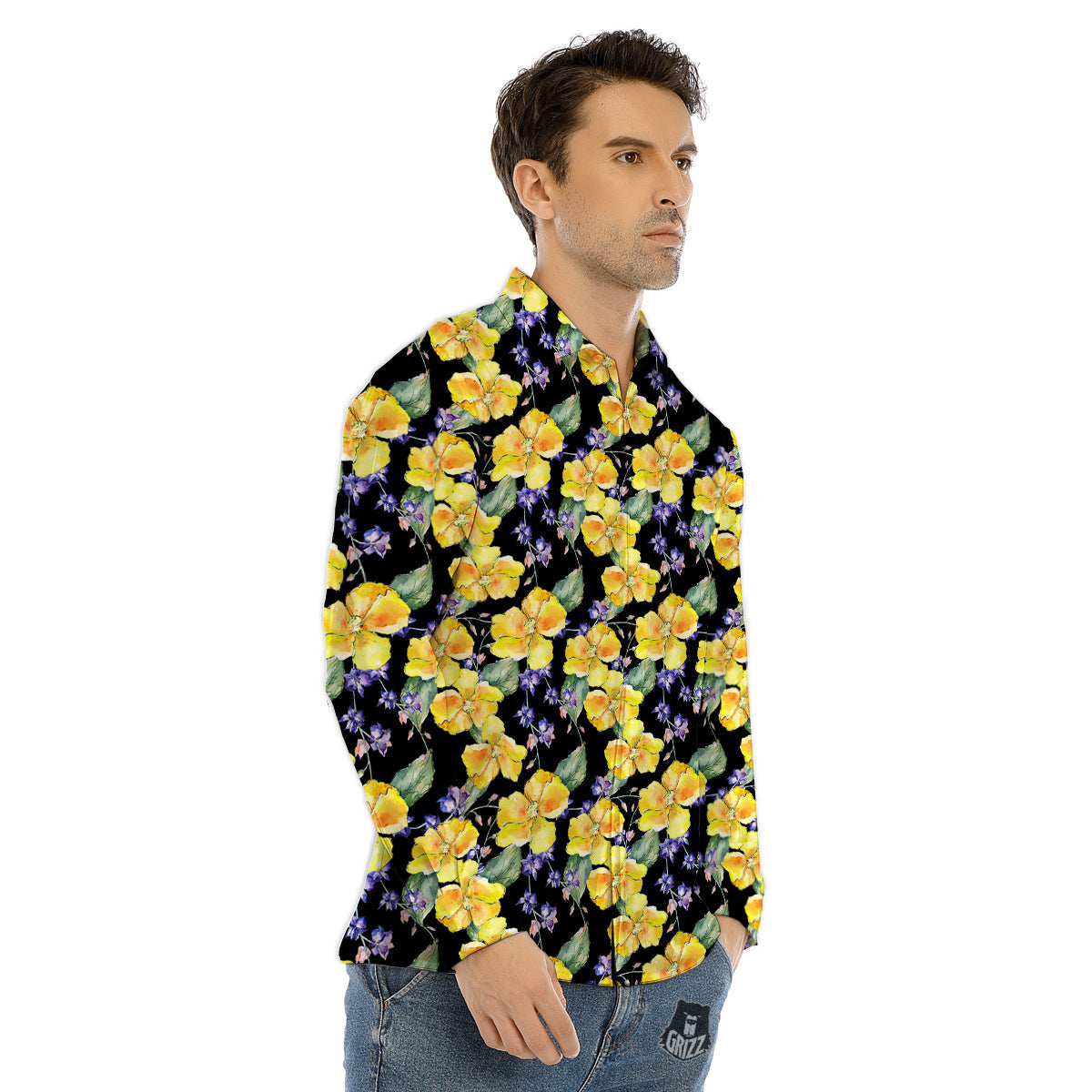 Cattleya Watercolor Print Pattern Men's Dress Shirts-grizzshop