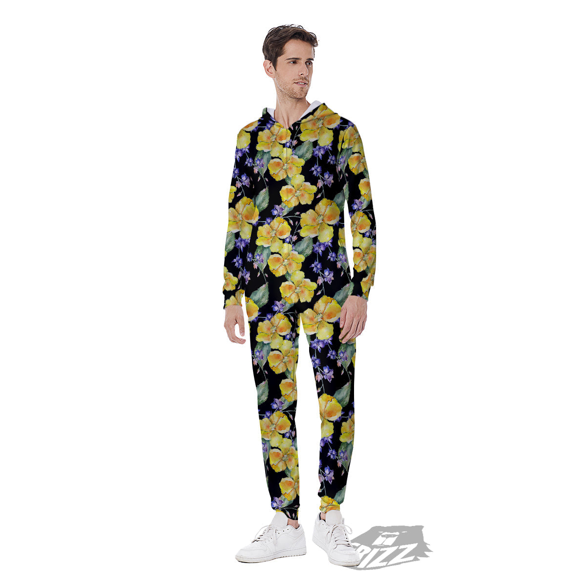 Cattleya Watercolor Print Pattern Men's Jumpsuit-grizzshop