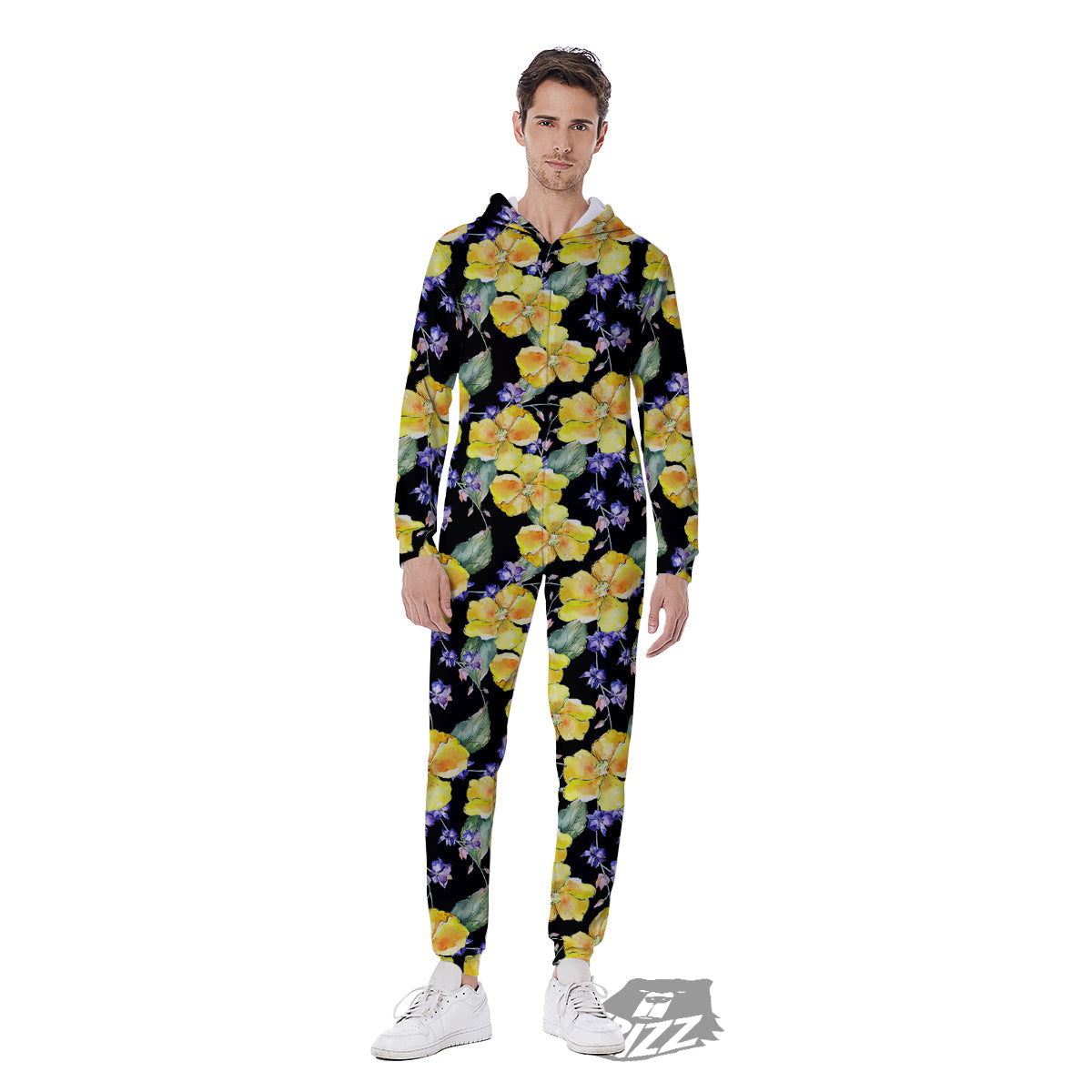 Cattleya Watercolor Print Pattern Men's Jumpsuit-grizzshop