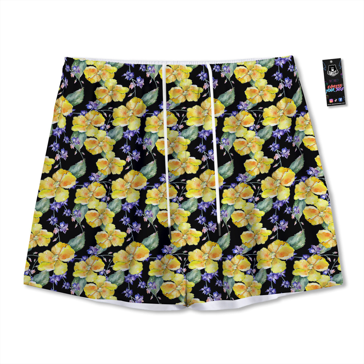 Cattleya Watercolor Print Pattern Mesh Shorts