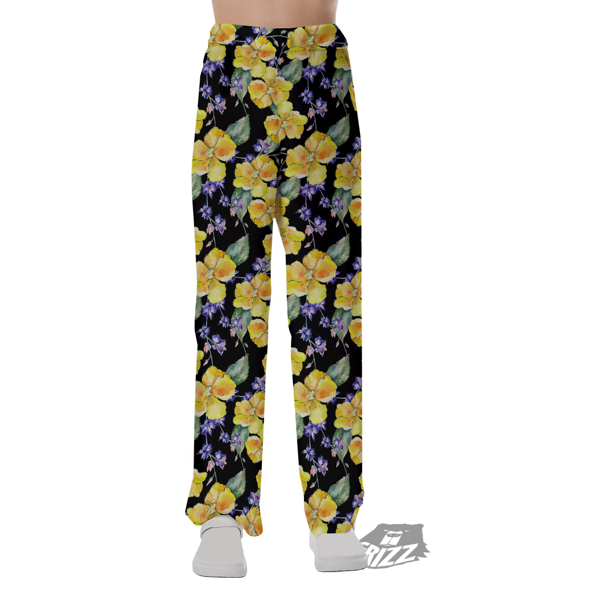 Cattleya Watercolor Print Pattern Pajama Pants-grizzshop