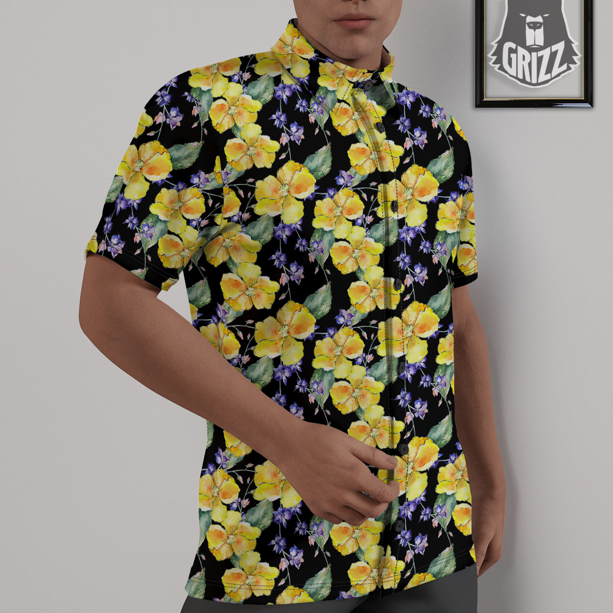 Cattleya Watercolor Print Pattern Untucked Shirts-grizzshop