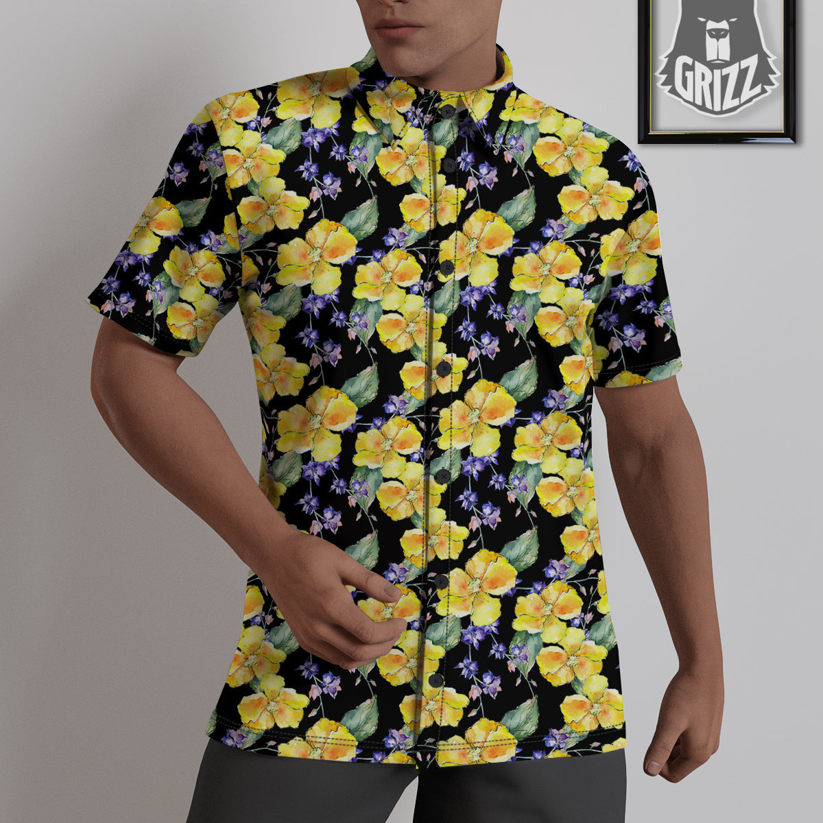Cattleya Watercolor Print Pattern Untucked Shirts-grizzshop