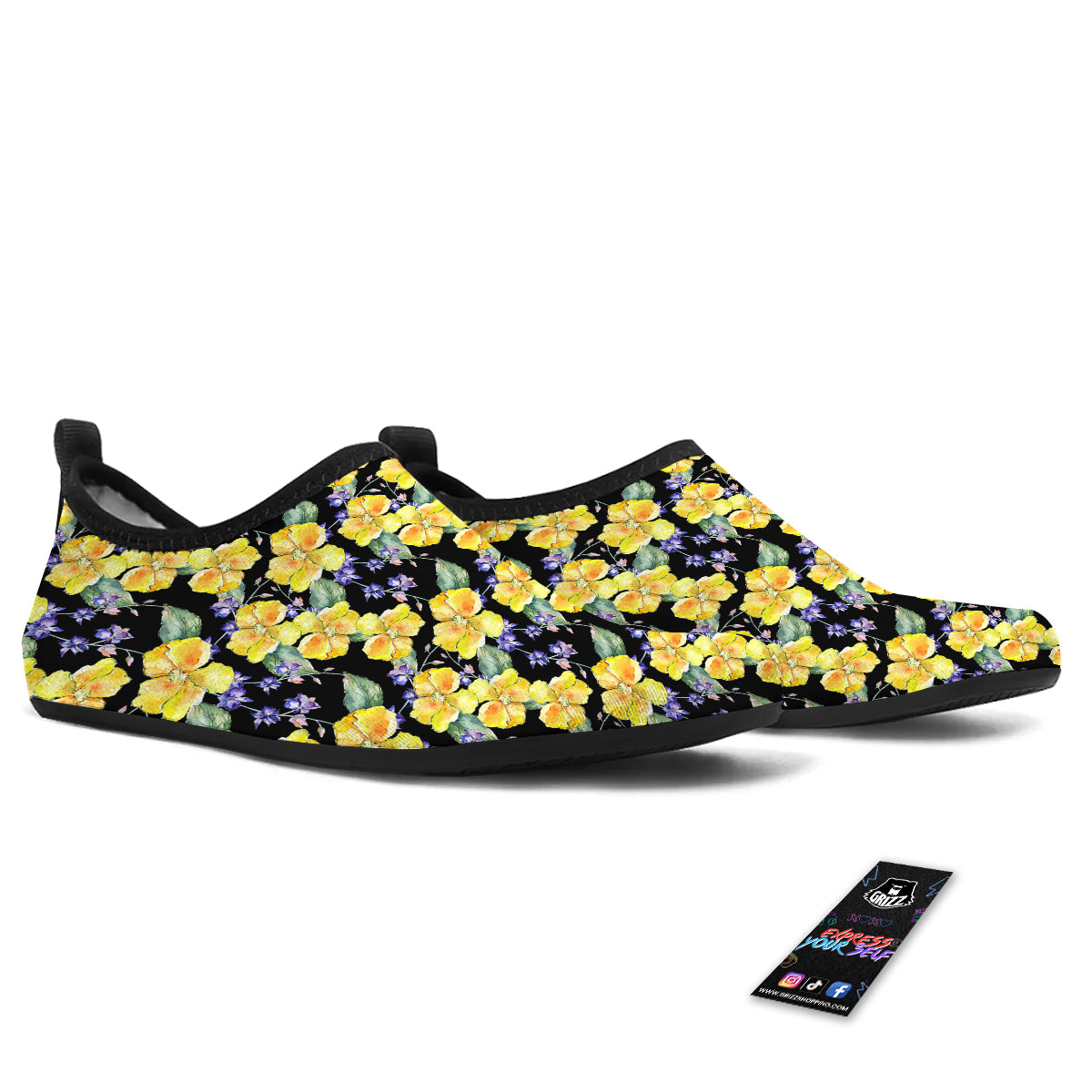 Cattleya Watercolor Print Pattern Water Shoes-grizzshop
